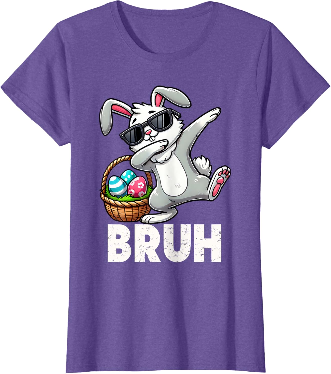 Bruh Dabbing Bunny Eggs Basket Funny Easter Day Boys Kids T-Shirt