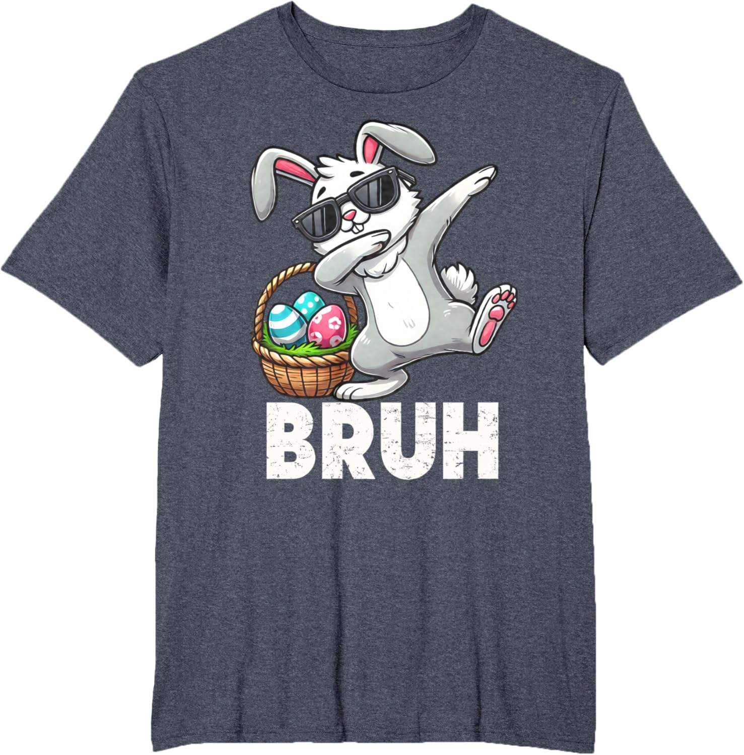 Bruh Dabbing Bunny Eggs Basket Funny Easter Day Boys Kids T-Shirt