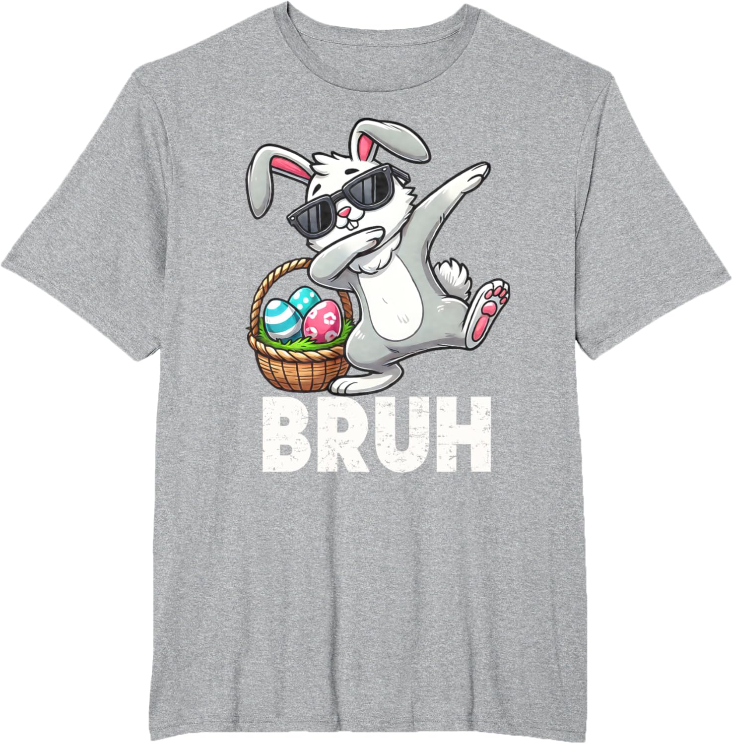 Bruh Dabbing Bunny Eggs Basket Funny Easter Day Boys Kids T-Shirt