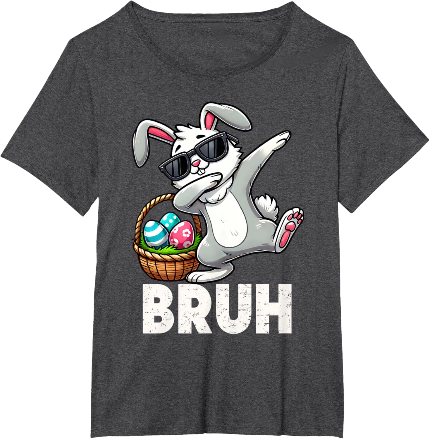 Bruh Dabbing Bunny Eggs Basket Funny Easter Day Boys Kids T-Shirt