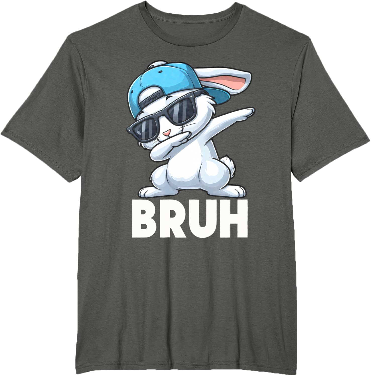 Bruh Dabbing Bunny Eggs Basket Funny Easter Day Boys Kids T-Shirt