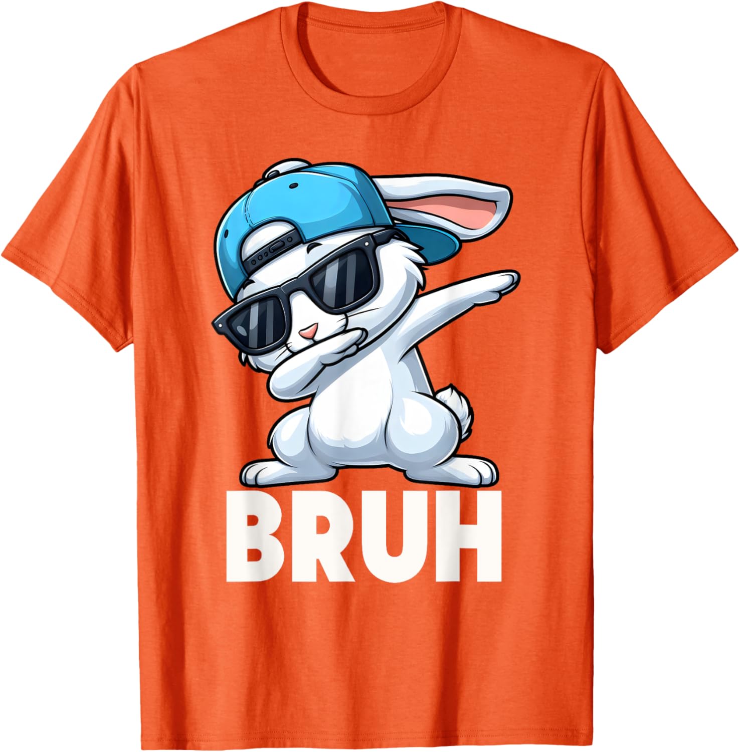 Bruh Dabbing Bunny Eggs Basket Funny Easter Day Boys Kids T-Shirt