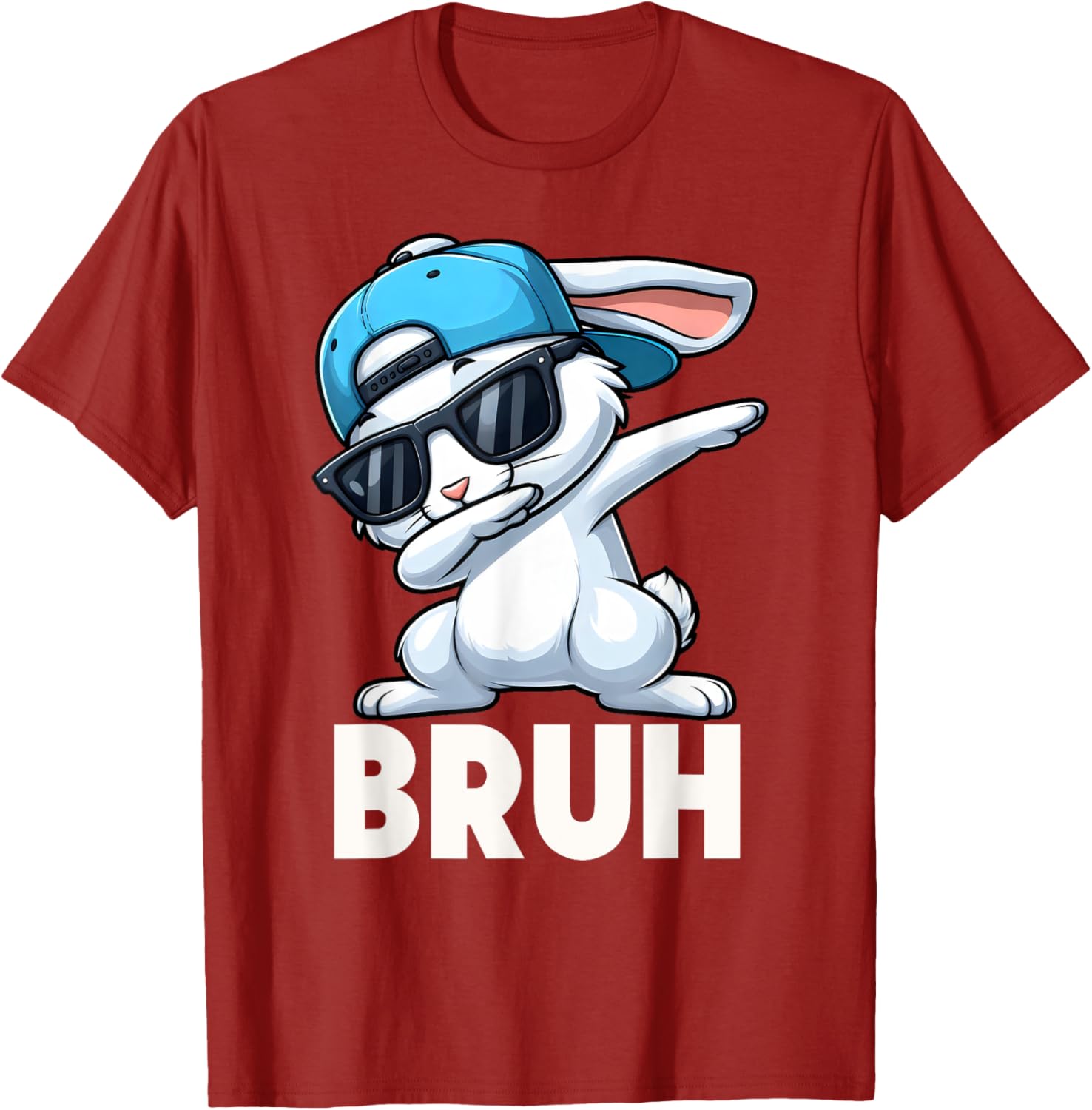 Bruh Dabbing Bunny Eggs Basket Funny Easter Day Boys Kids T-Shirt