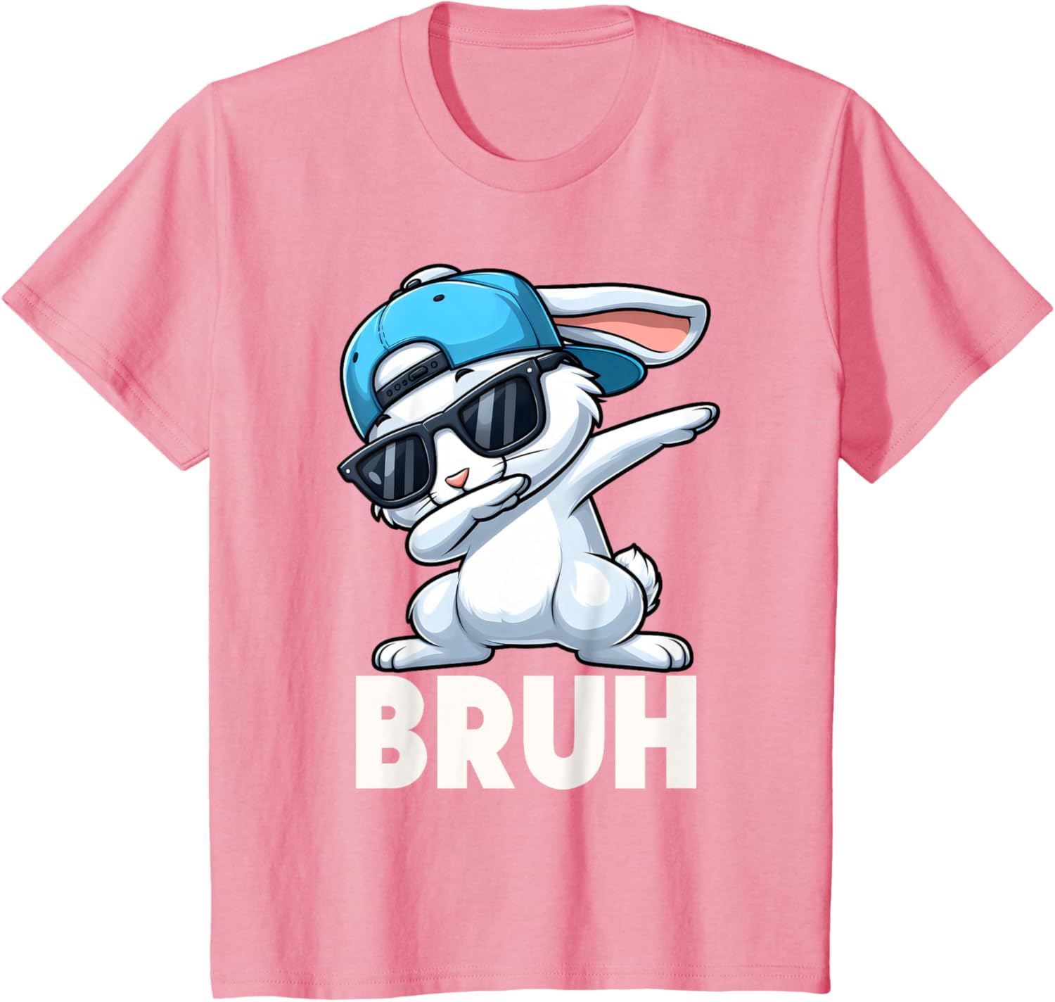 Bruh Dabbing Bunny Eggs Basket Funny Easter Day Boys Kids T-Shirt