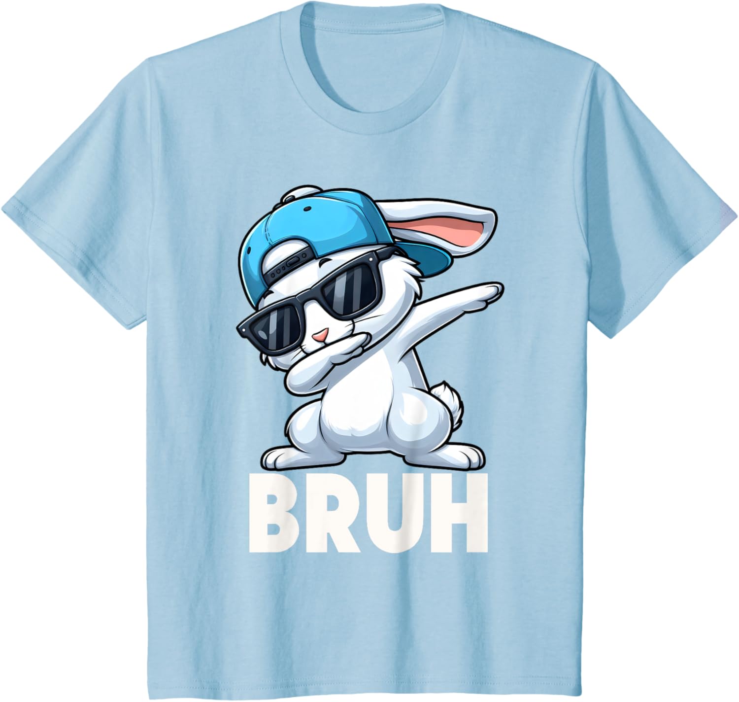 Bruh Dabbing Bunny Eggs Basket Funny Easter Day Boys Kids T-Shirt