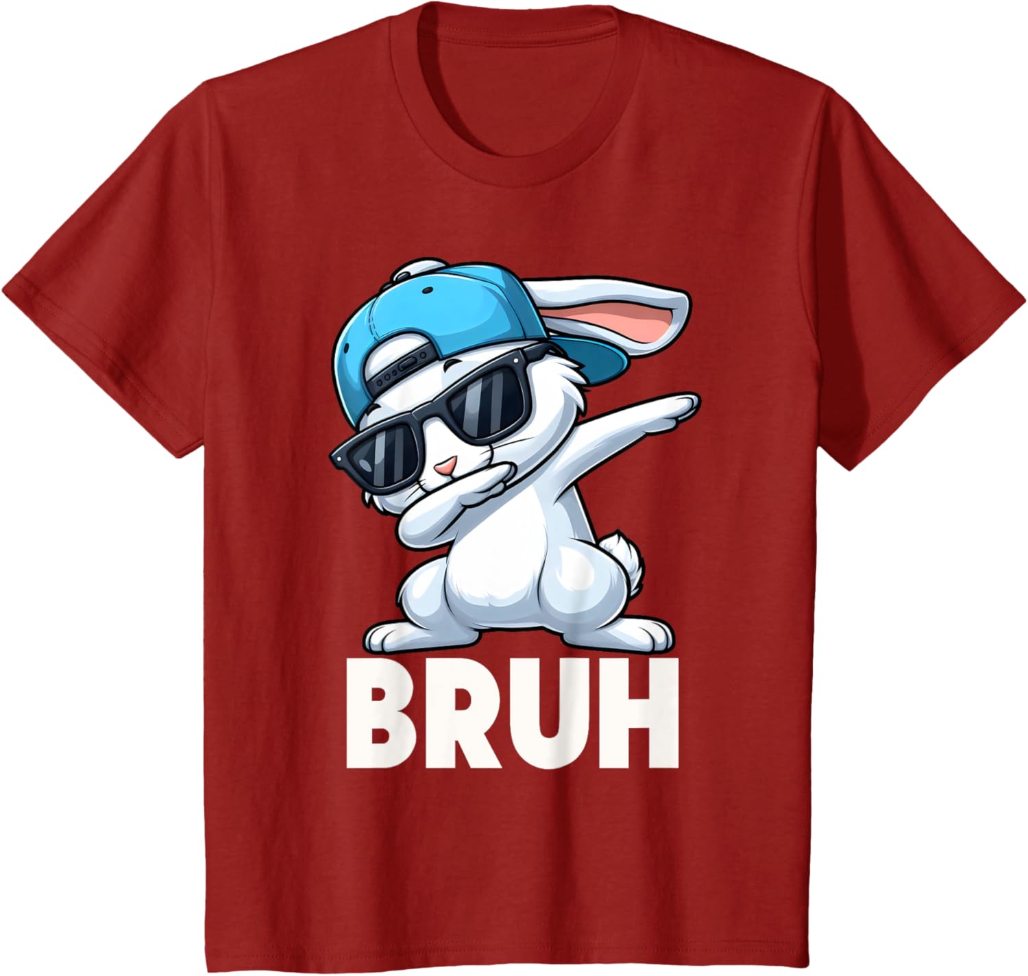 Bruh Dabbing Bunny Eggs Basket Funny Easter Day Boys Kids T-Shirt