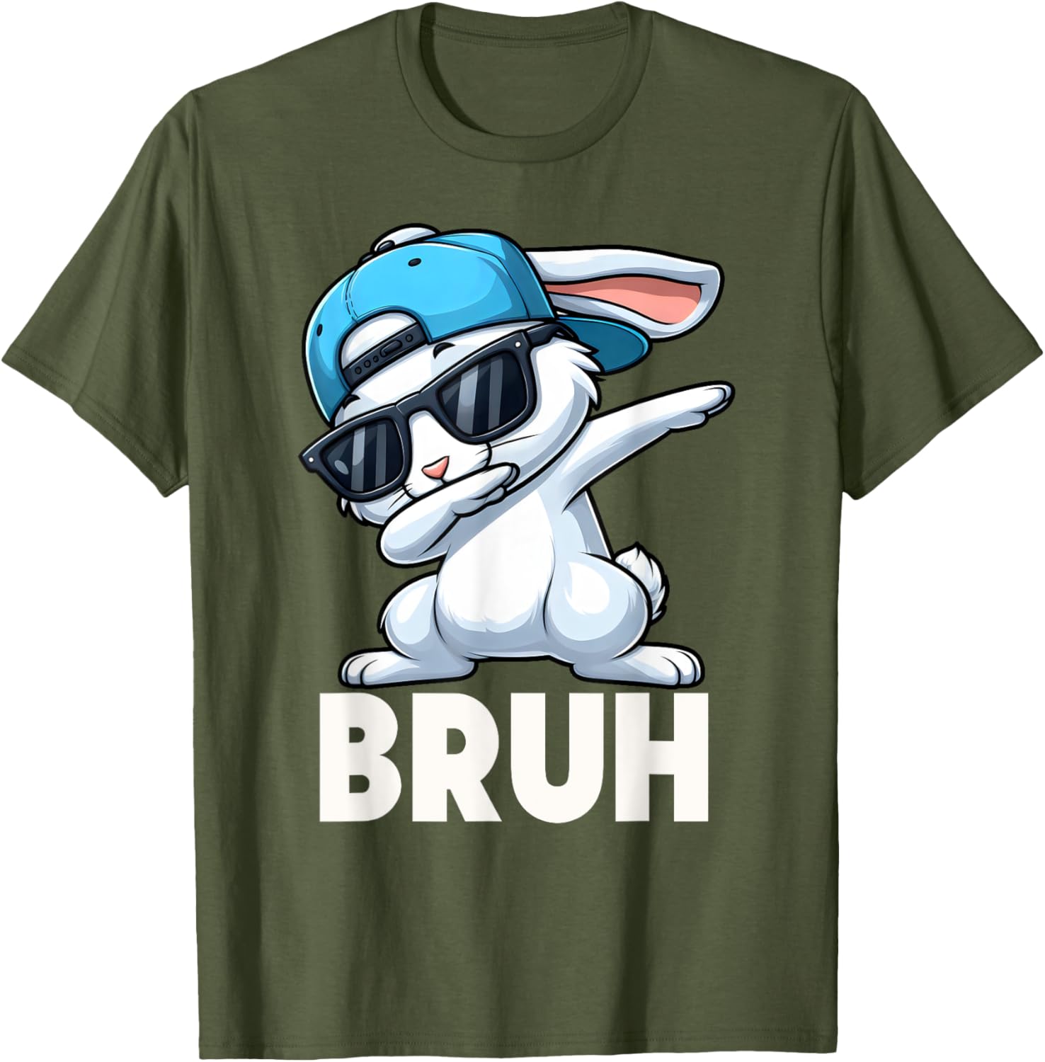 Bruh Dabbing Bunny Eggs Basket Funny Easter Day Boys Kids T-Shirt