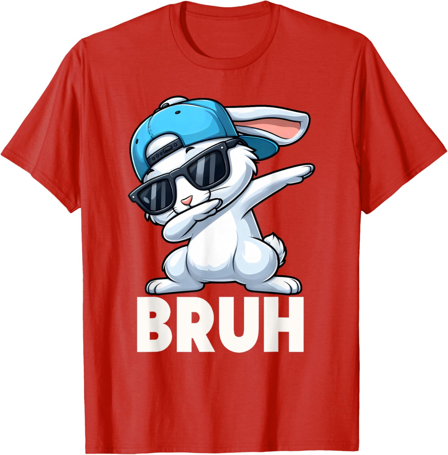 Bruh Dabbing Bunny Eggs Basket Funny Easter Day Boys Kids T-Shirt