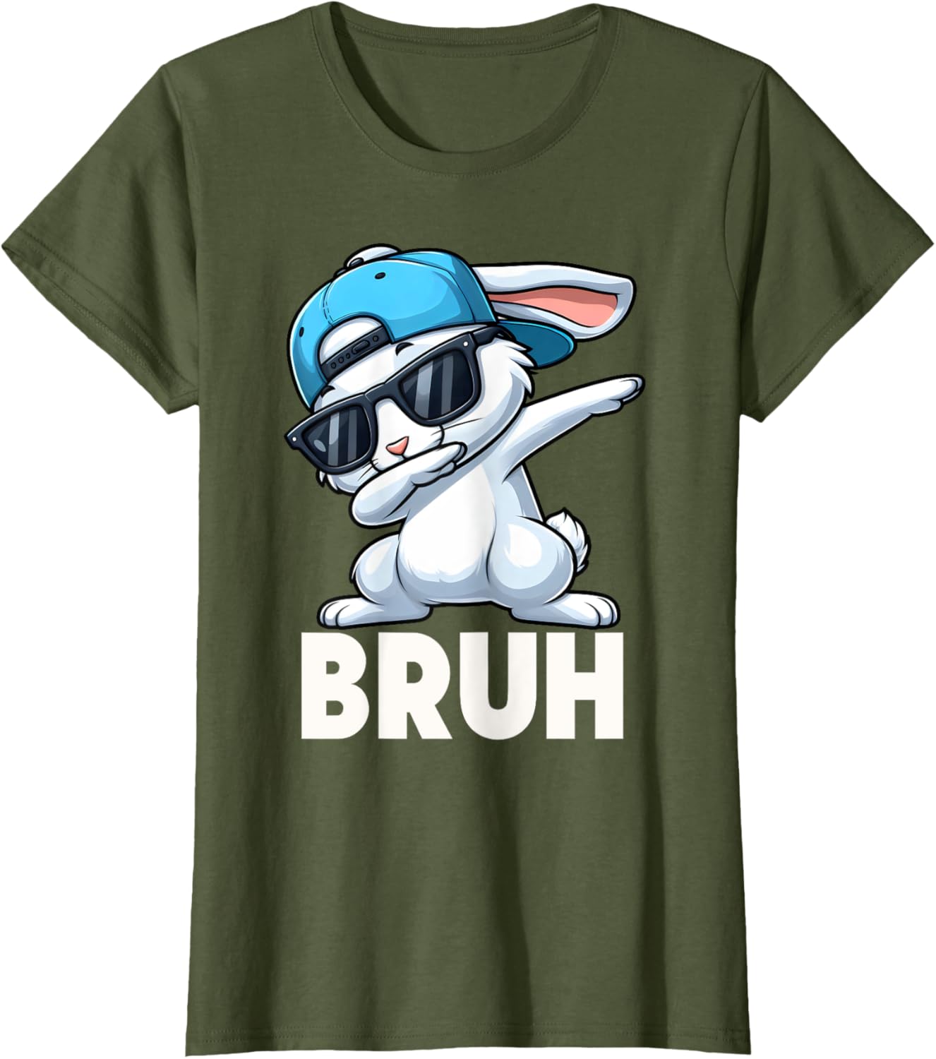 Bruh Dabbing Bunny Eggs Basket Funny Easter Day Boys Kids T-Shirt