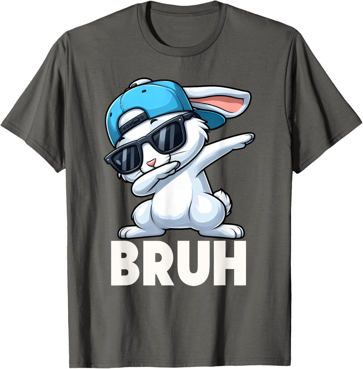 Bruh Dabbing Bunny Eggs Basket Funny Easter Day Boys Kids T-Shirt