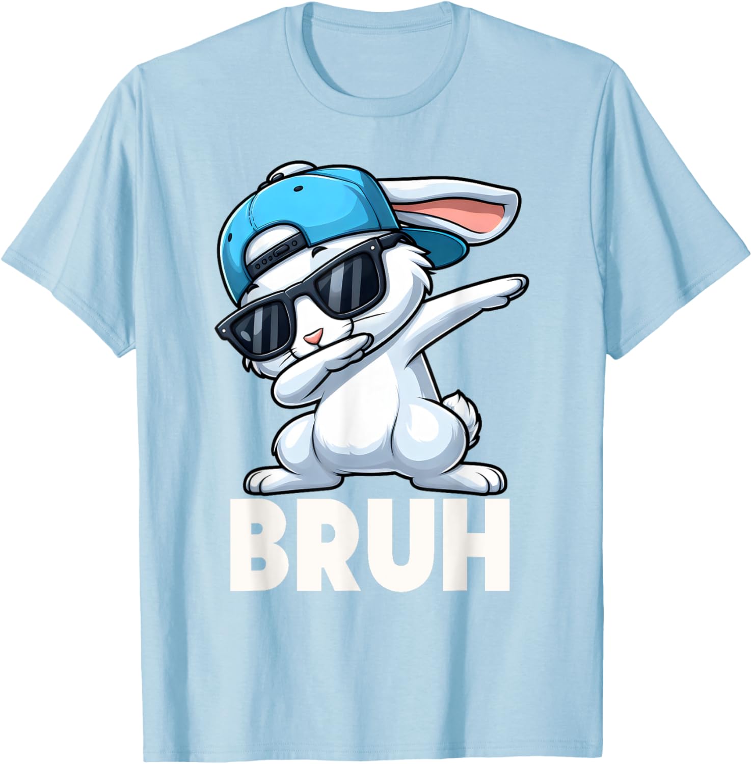 Bruh Dabbing Bunny Eggs Basket Funny Easter Day Boys Kids T-Shirt