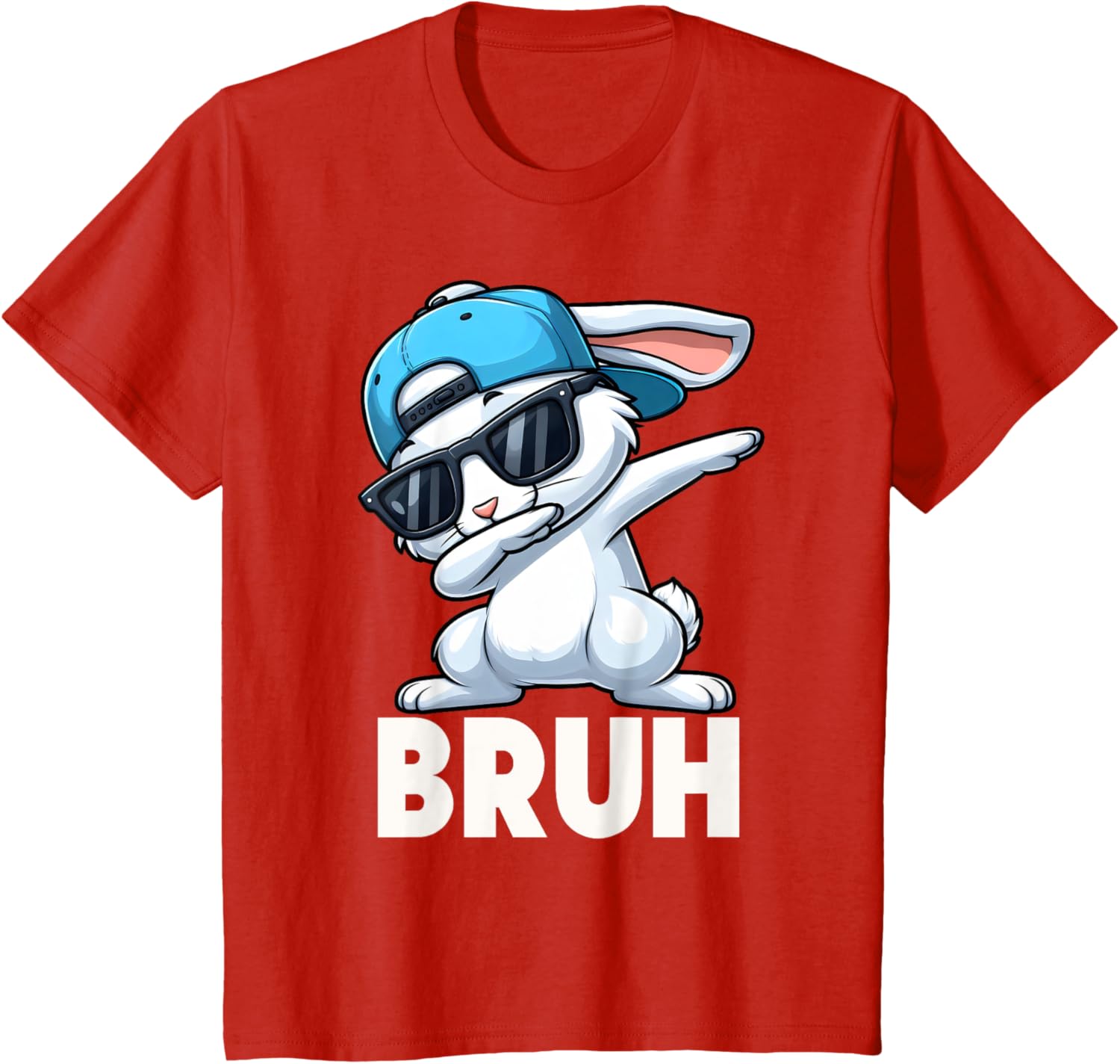 Bruh Dabbing Bunny Eggs Basket Funny Easter Day Boys Kids T-Shirt