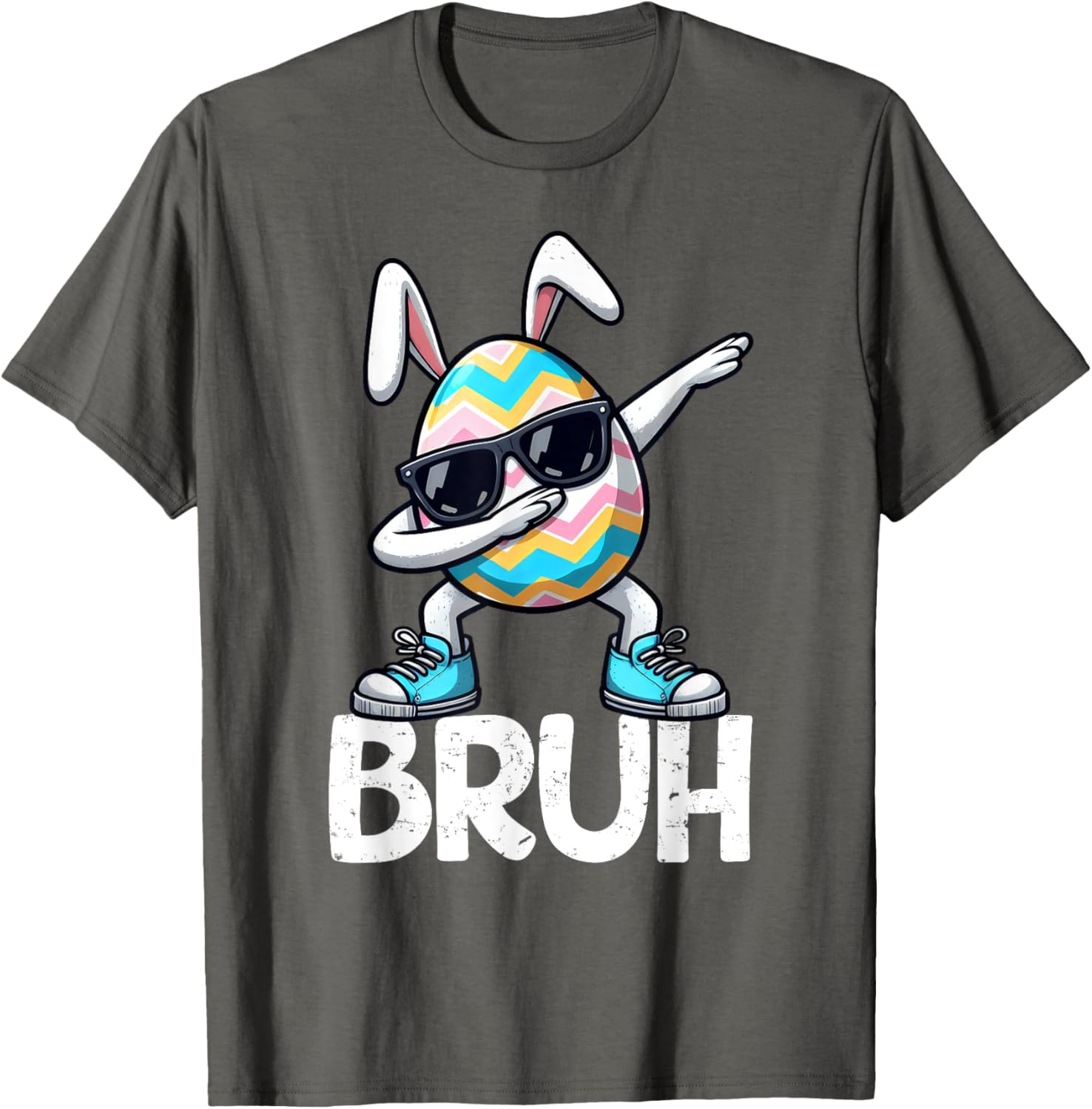 Bruh Dabbing Bunny Eggs Basket Spring Easter Day Boys Kids T-Shirt