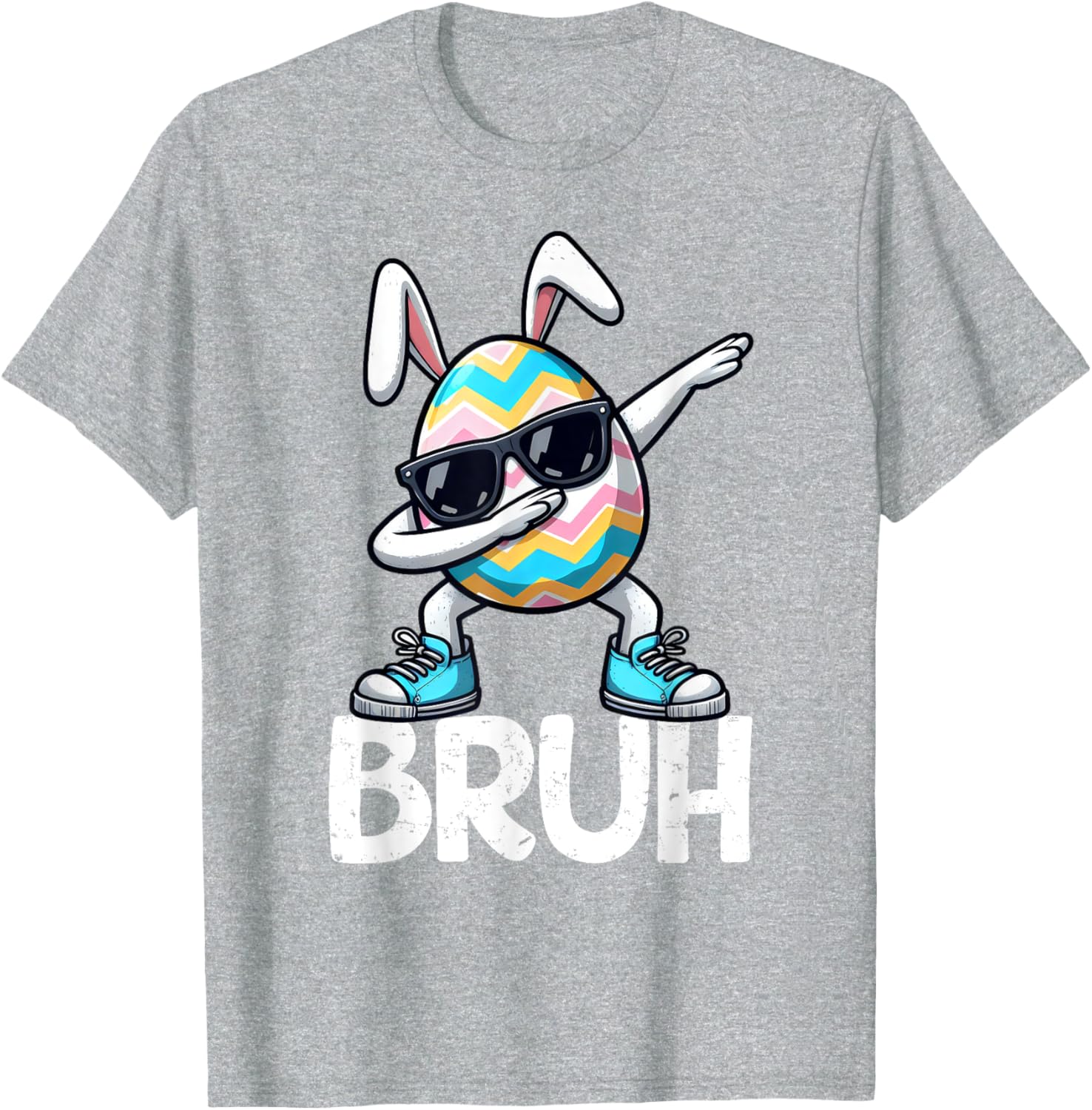 Bruh Dabbing Bunny Eggs Basket Spring Easter Day Boys Kids T-Shirt