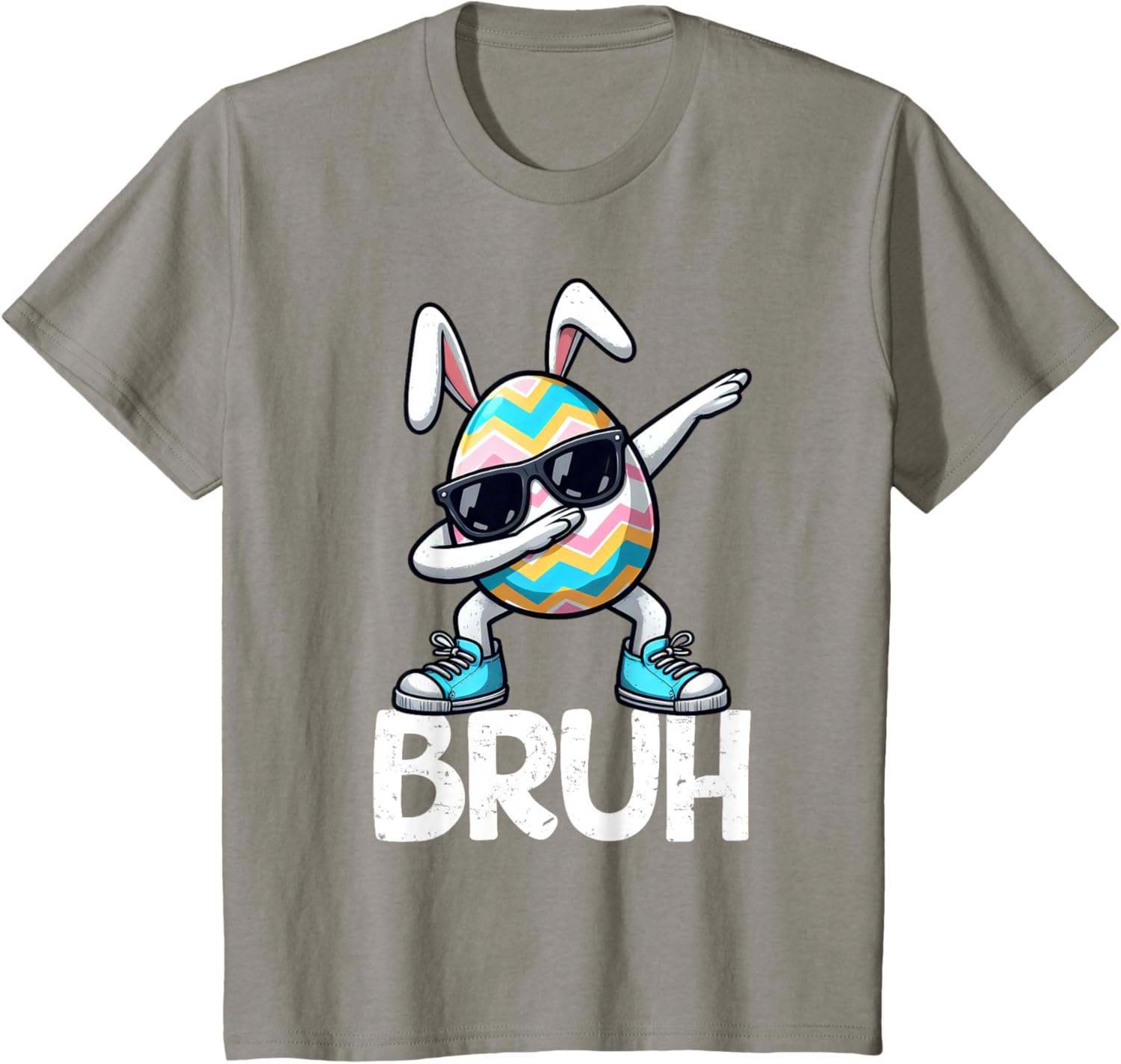 Bruh Dabbing Bunny Eggs Basket Spring Easter Day Boys Kids T-Shirt