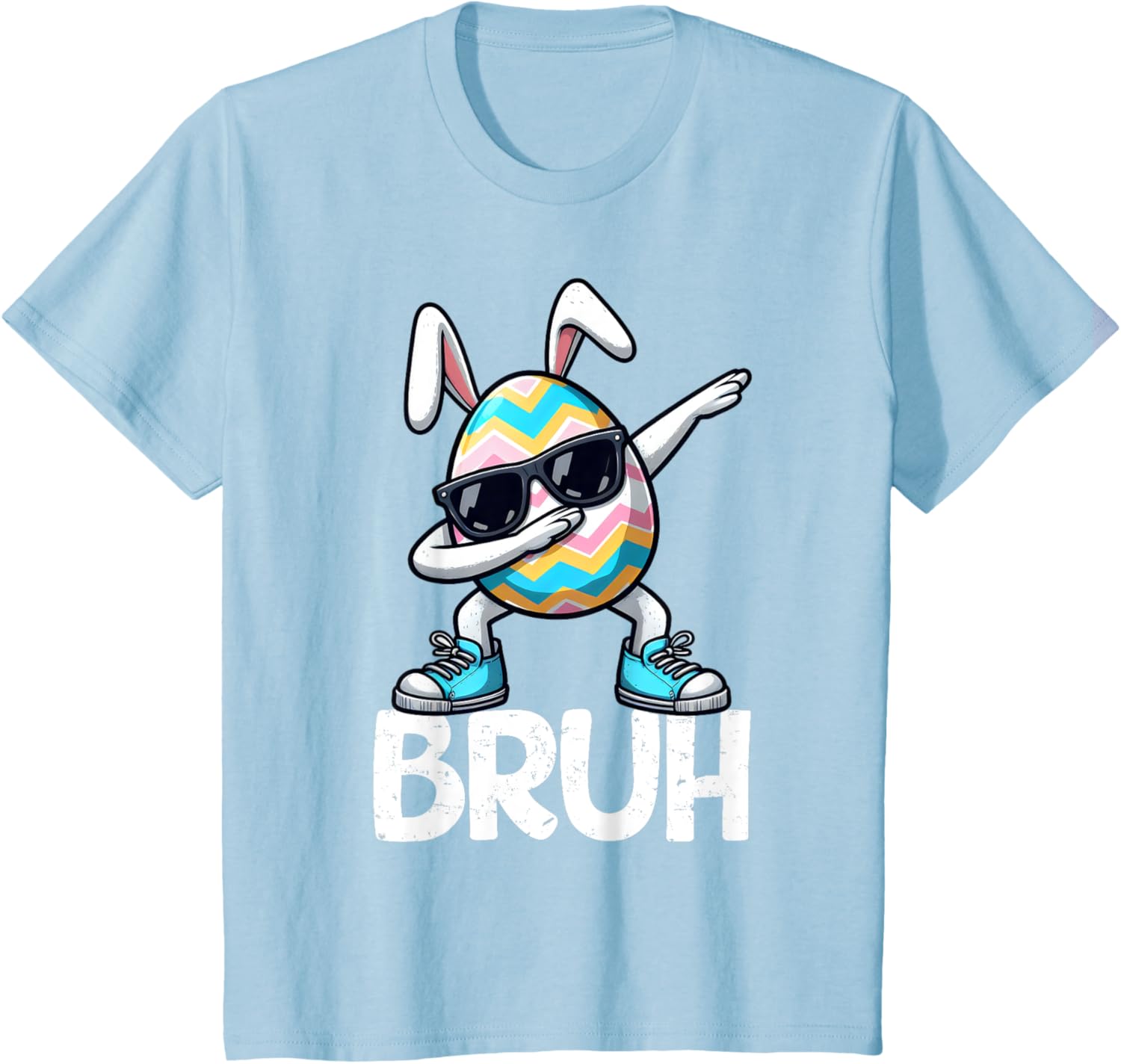 Bruh Dabbing Bunny Eggs Basket Spring Easter Day Boys Kids T-Shirt