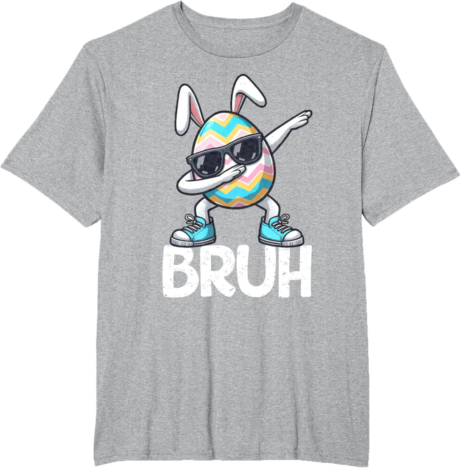 Bruh Dabbing Bunny Eggs Basket Spring Easter Day Boys Kids T-Shirt