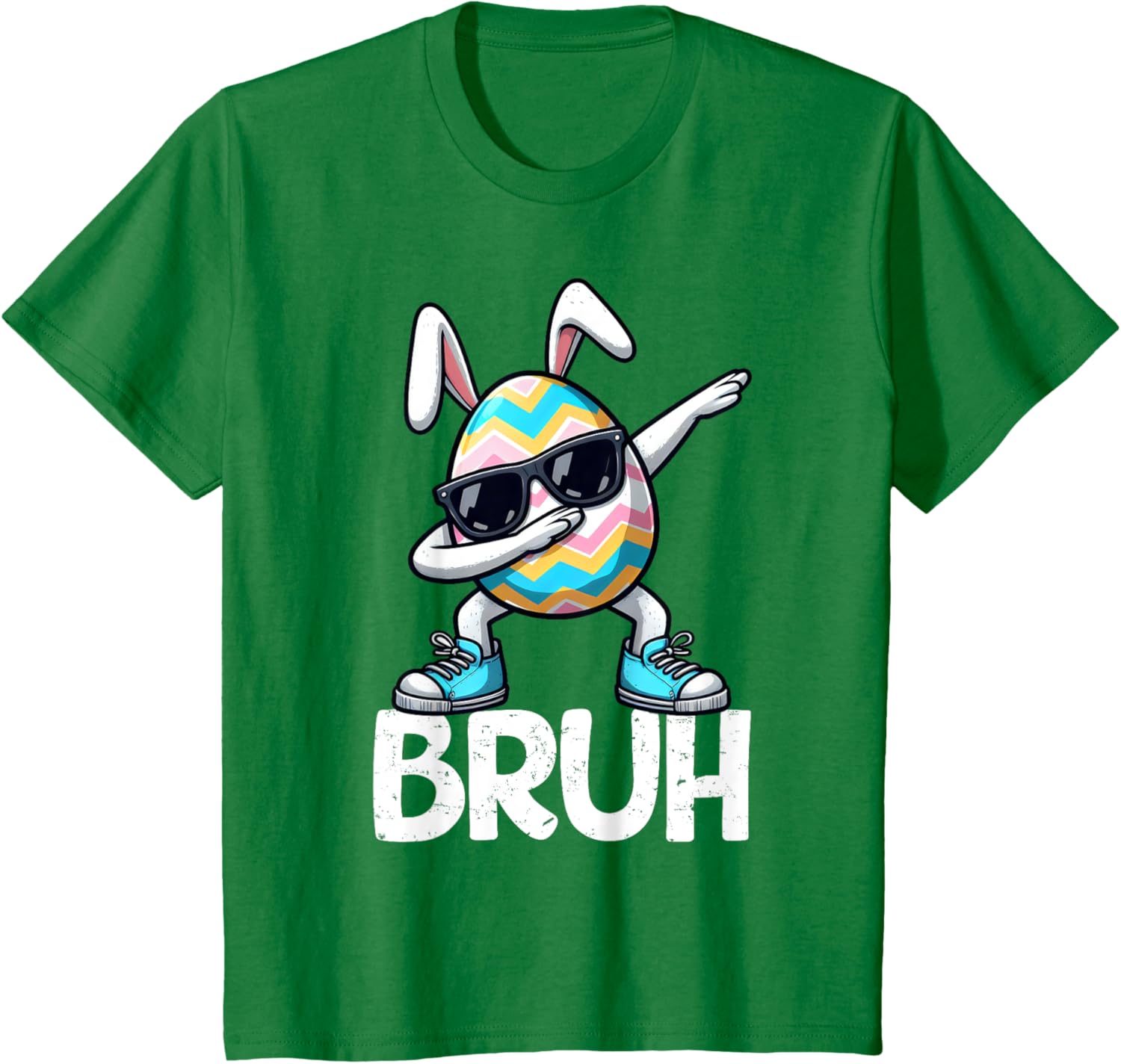 Bruh Dabbing Bunny Eggs Basket Spring Easter Day Boys Kids T-Shirt