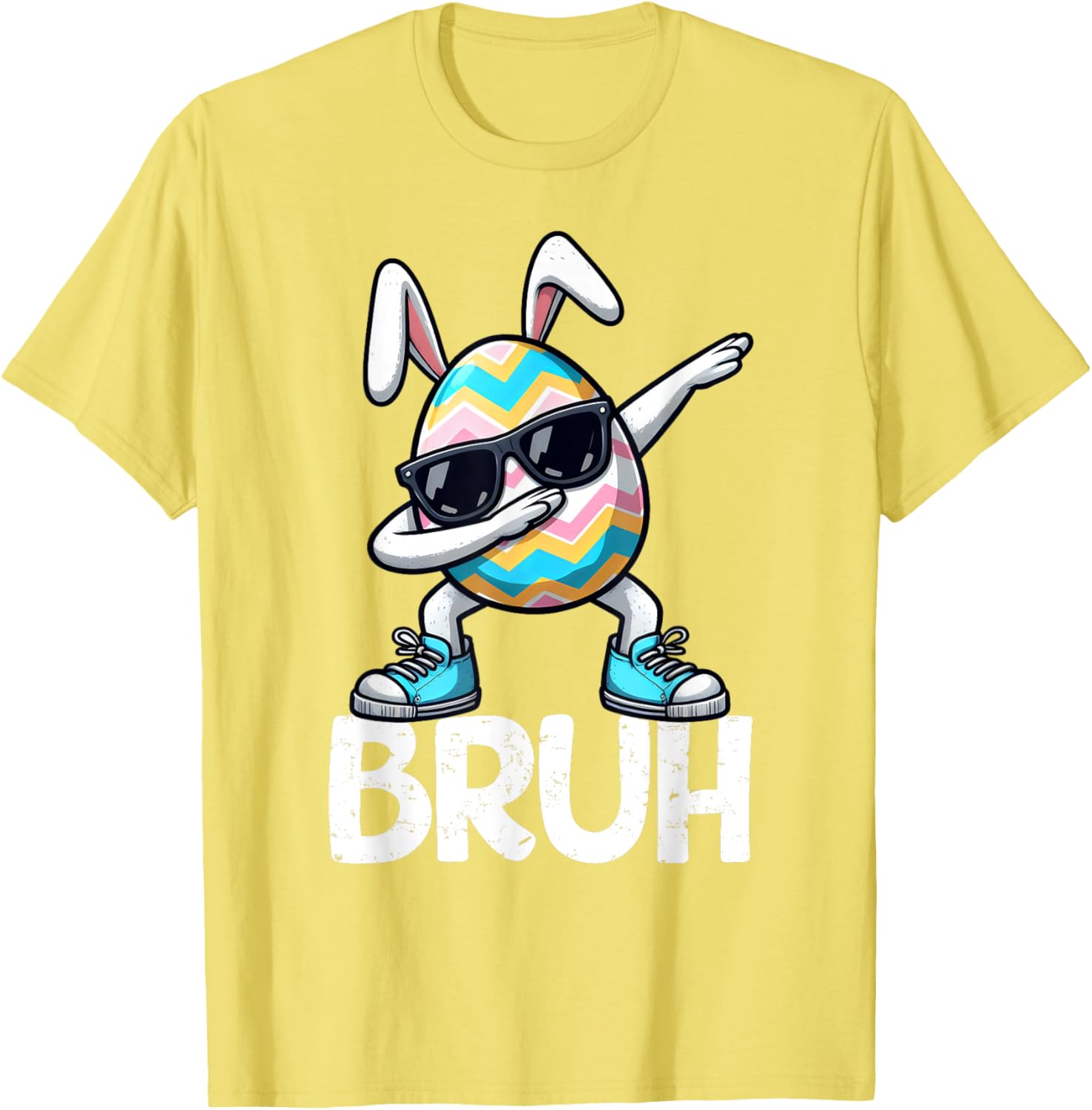 Bruh Dabbing Bunny Eggs Basket Spring Easter Day Boys Kids T-Shirt