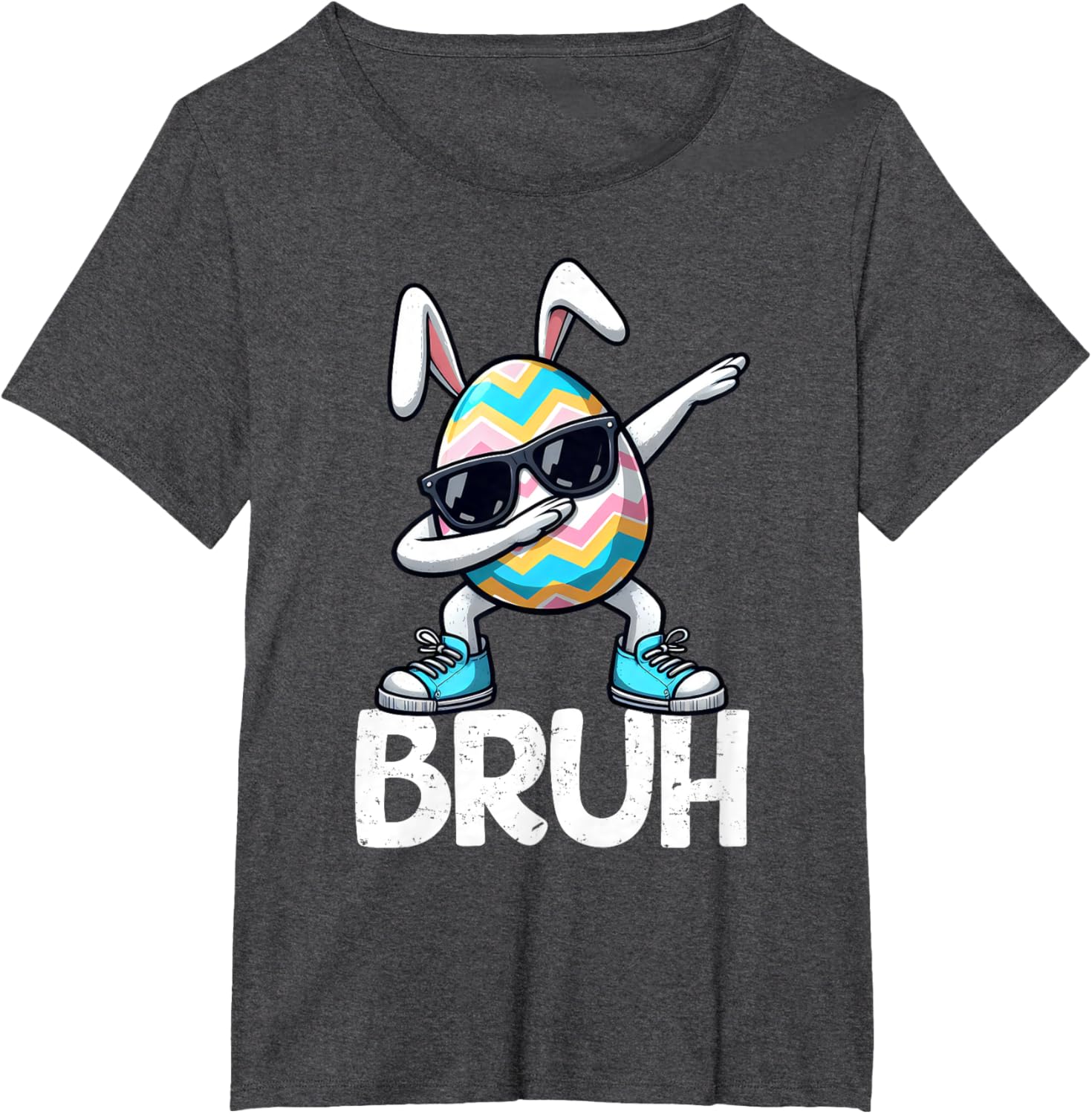 Bruh Dabbing Bunny Eggs Basket Spring Easter Day Boys Kids T-Shirt