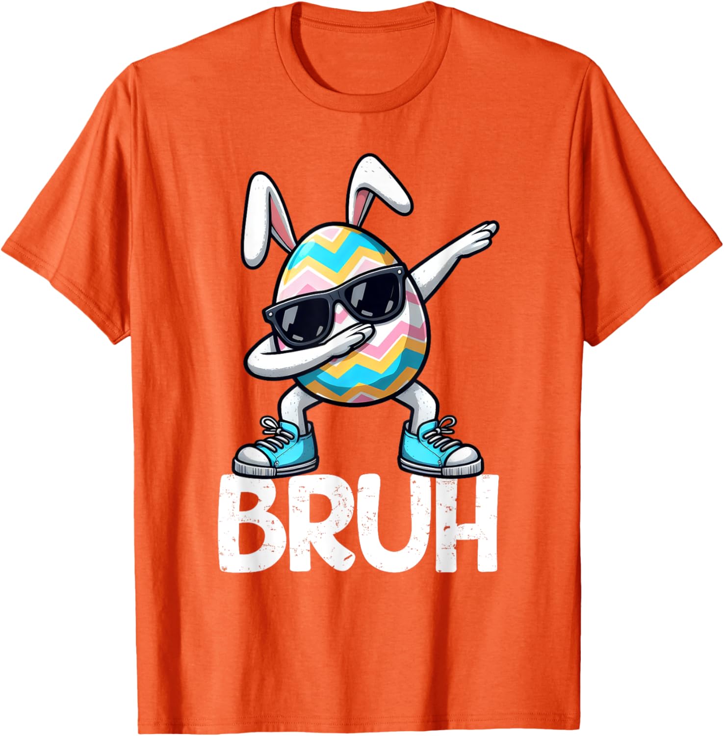 Bruh Dabbing Bunny Eggs Basket Spring Easter Day Boys Kids T-Shirt