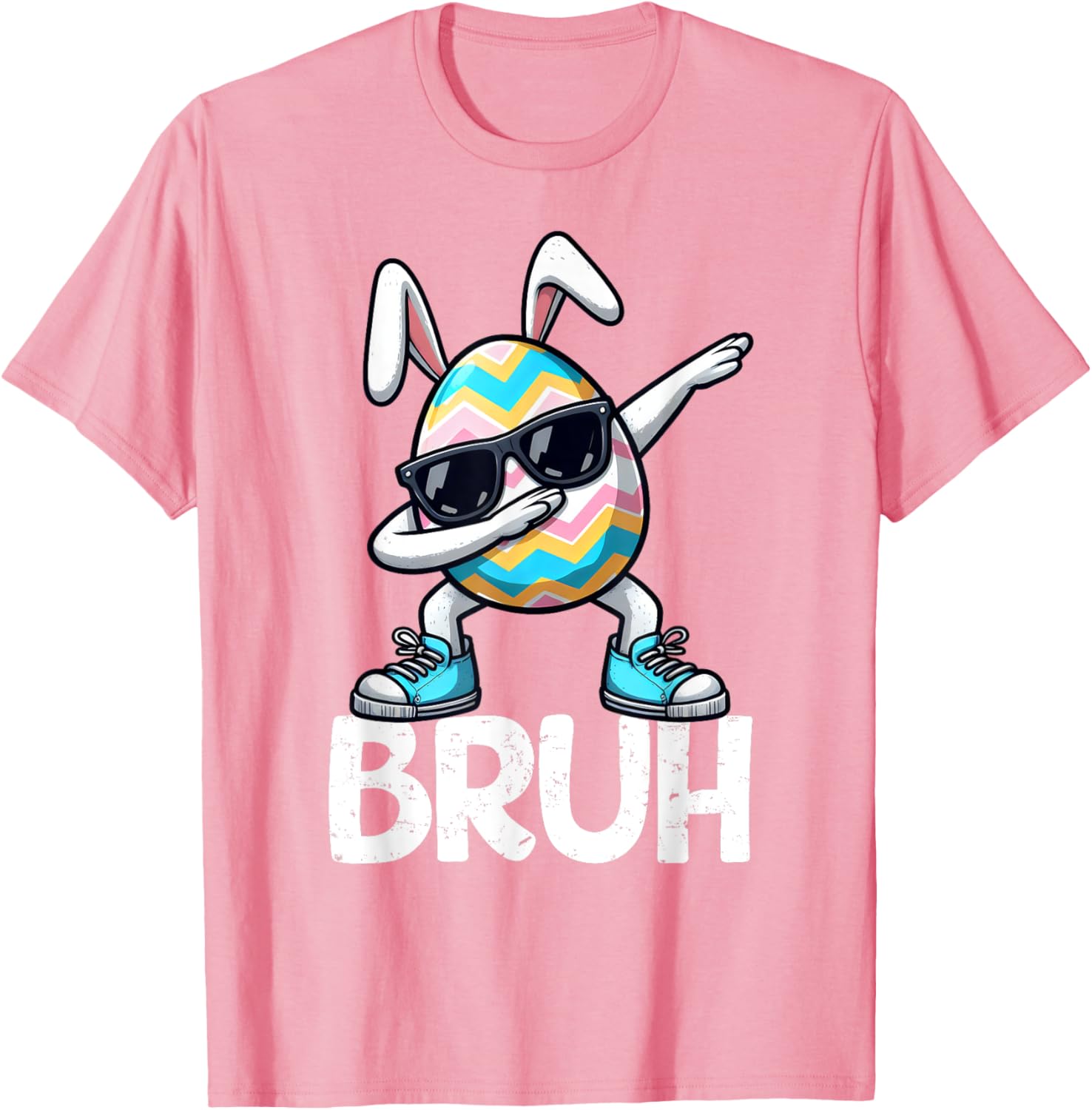 Bruh Dabbing Bunny Eggs Basket Spring Easter Day Boys Kids T-Shirt