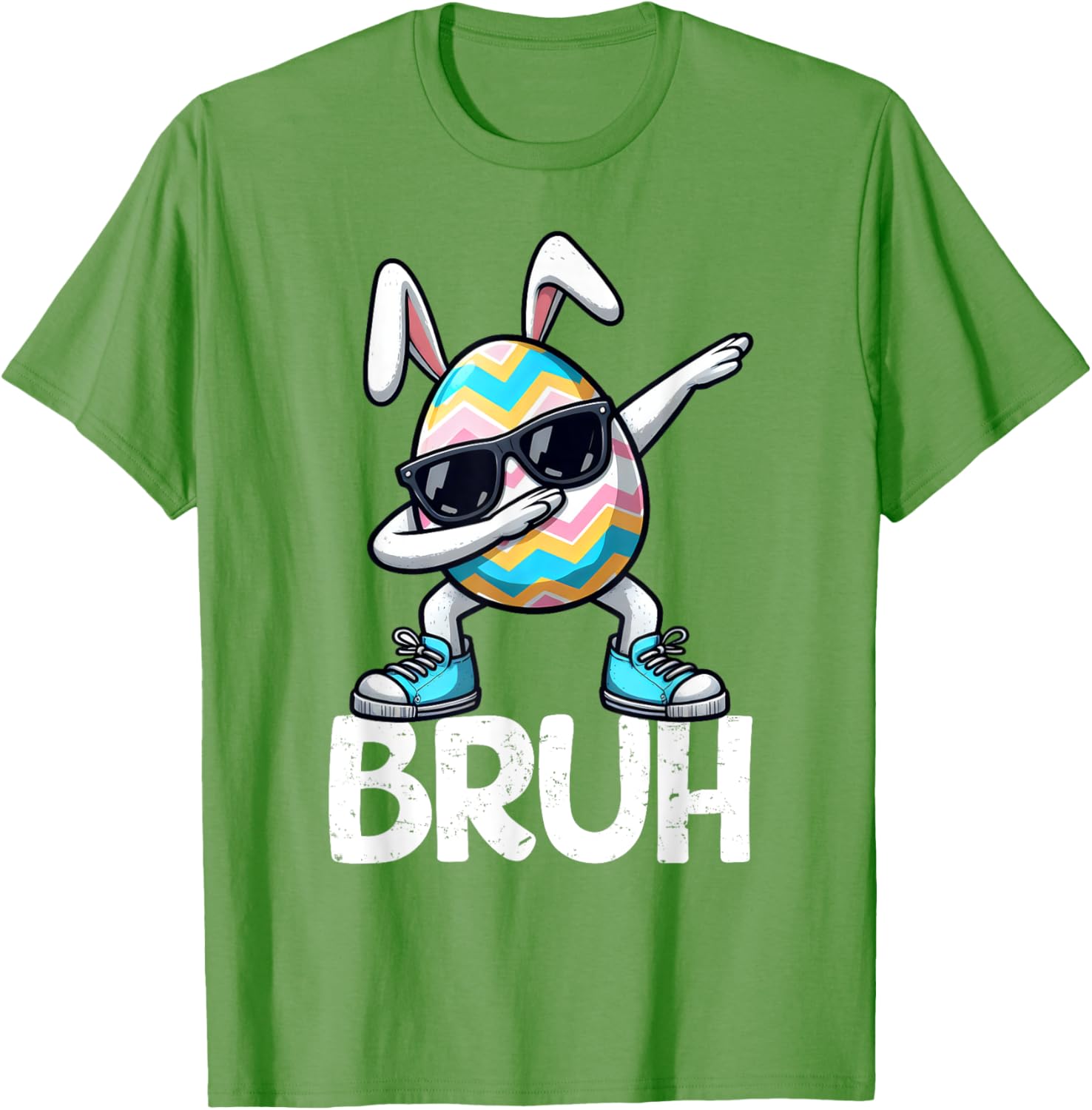 Bruh Dabbing Bunny Eggs Basket Spring Easter Day Boys Kids T-Shirt