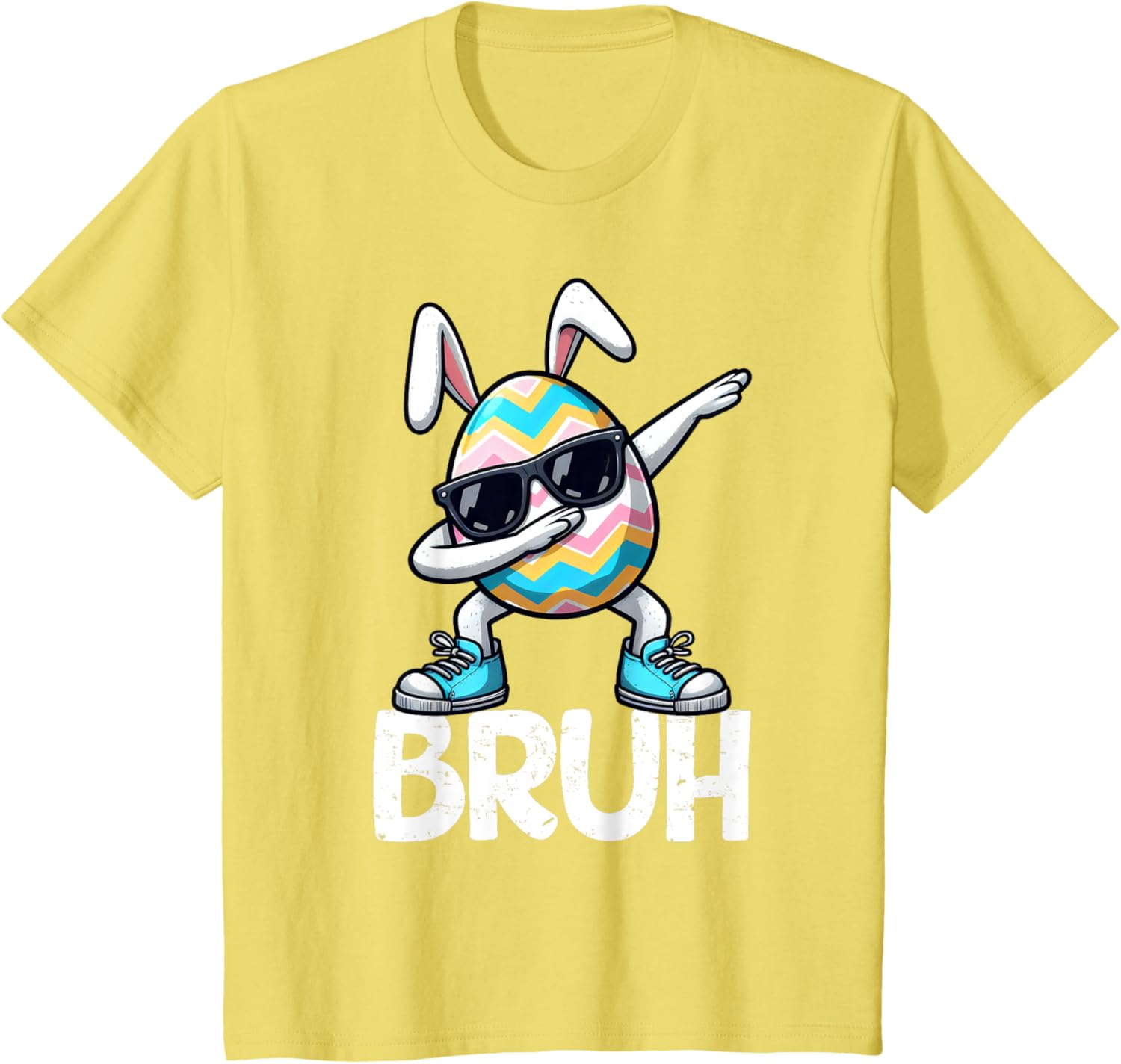 Bruh Dabbing Bunny Eggs Basket Spring Easter Day Boys Kids T-Shirt