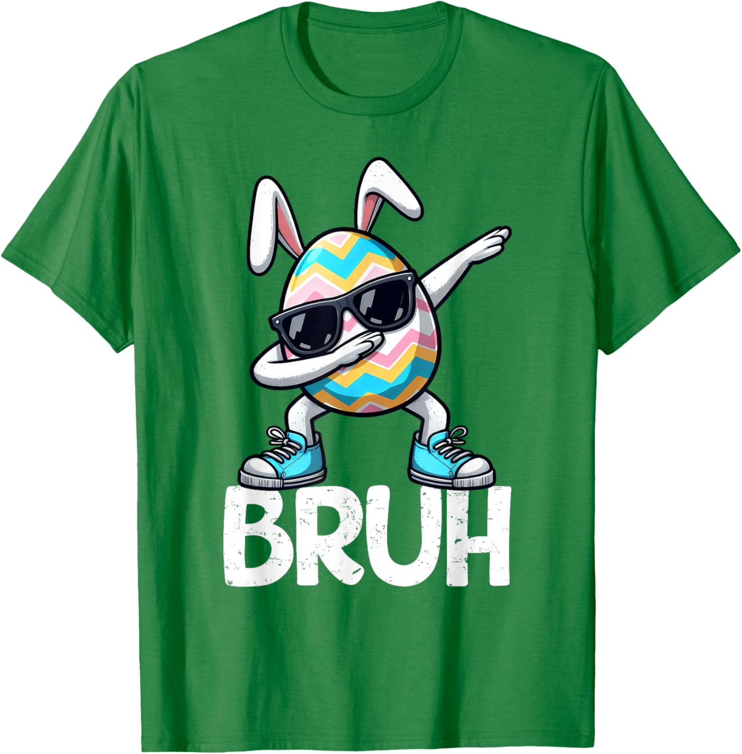 Bruh Dabbing Bunny Eggs Basket Spring Easter Day Boys Kids T-Shirt