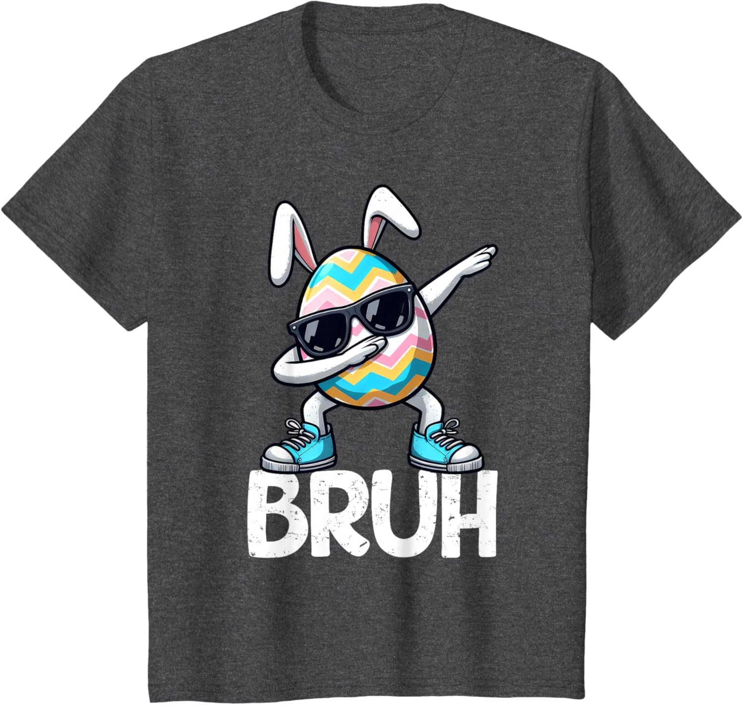 Bruh Dabbing Bunny Eggs Basket Spring Easter Day Boys Kids T-Shirt