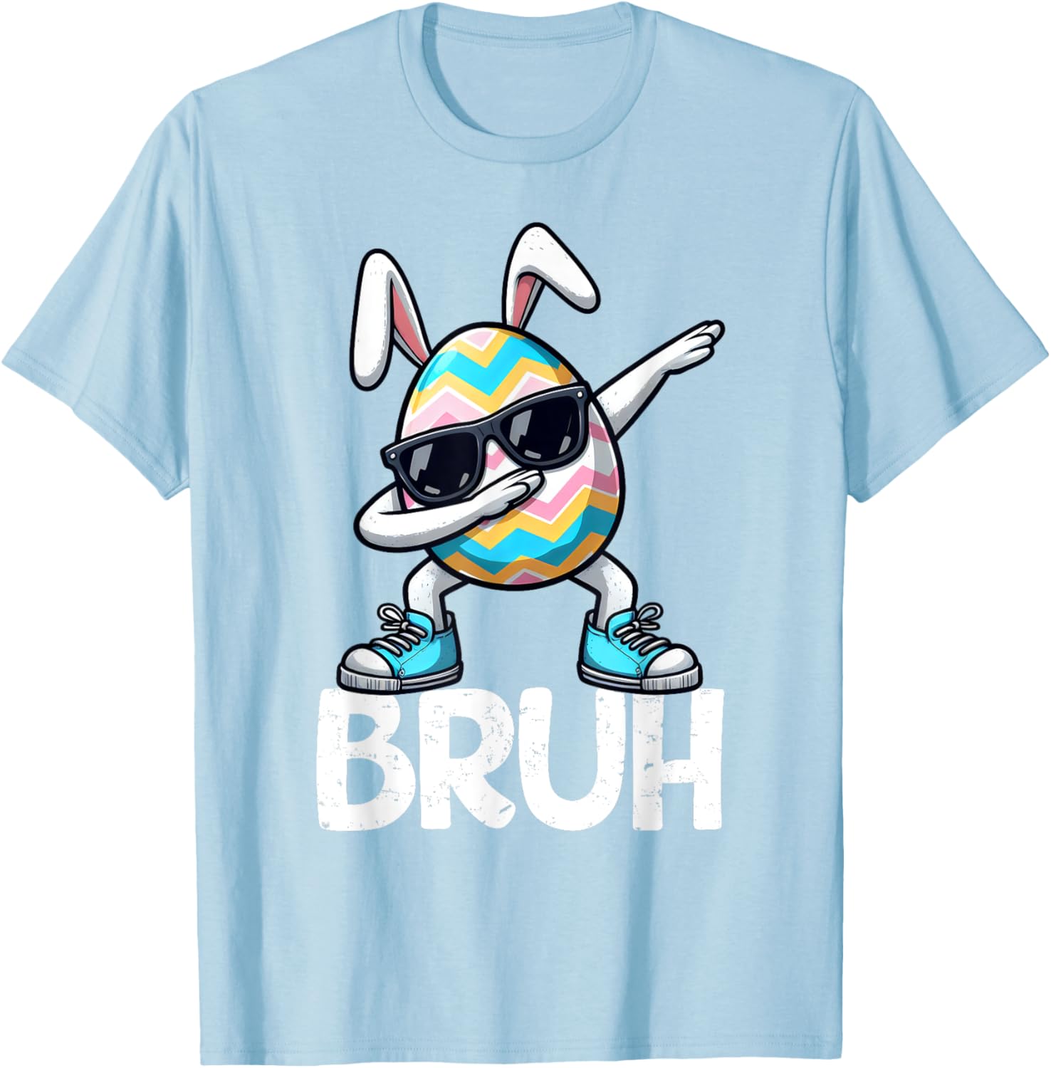 Bruh Dabbing Bunny Eggs Basket Spring Easter Day Boys Kids T-Shirt