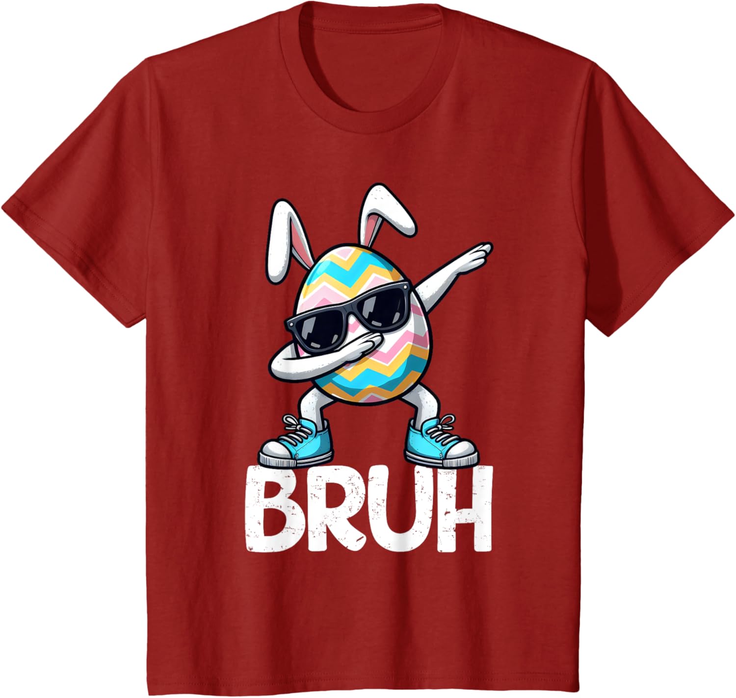 Bruh Dabbing Bunny Eggs Basket Spring Easter Day Boys Kids T-Shirt