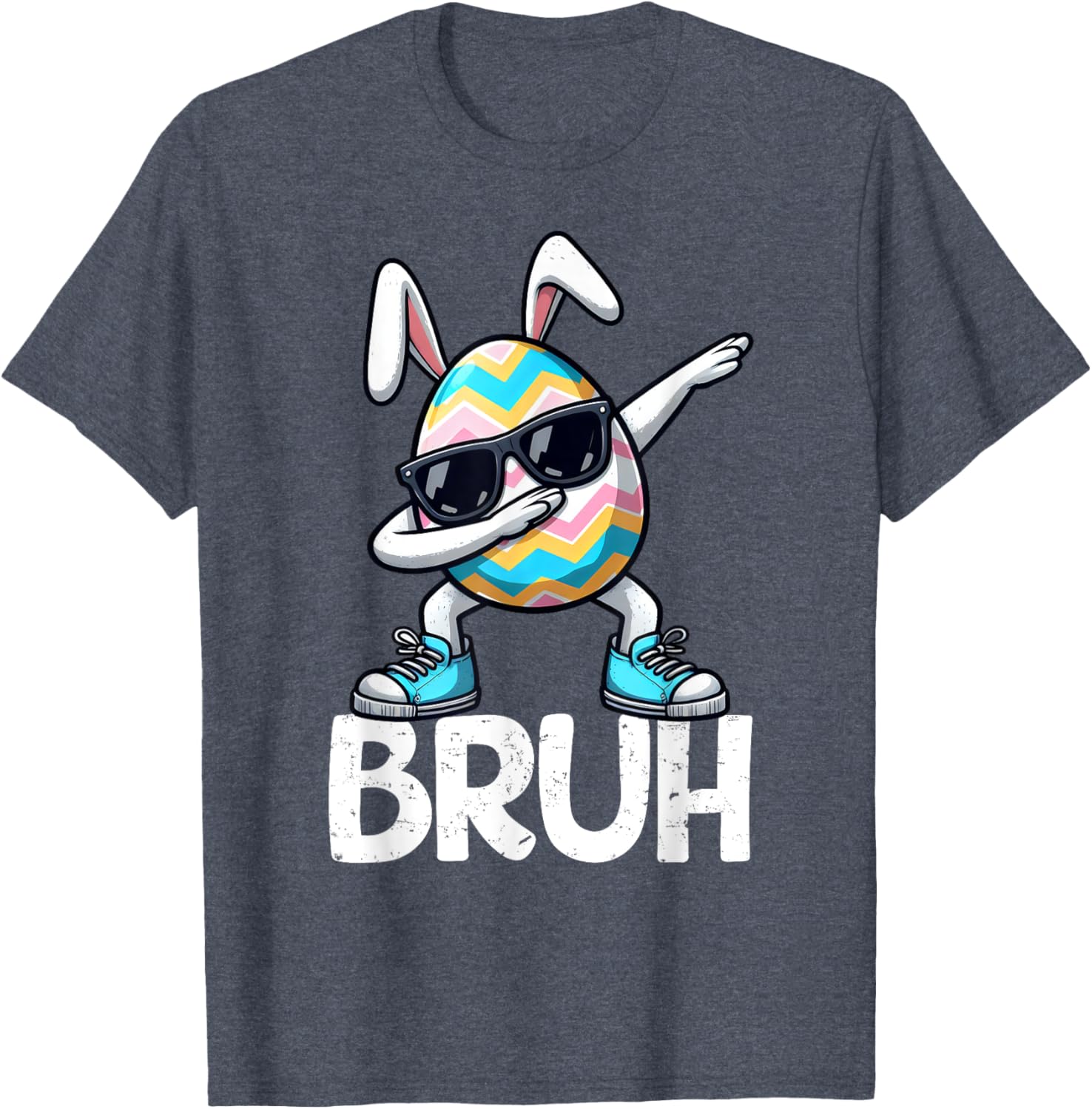 Bruh Dabbing Bunny Eggs Basket Spring Easter Day Boys Kids T-Shirt