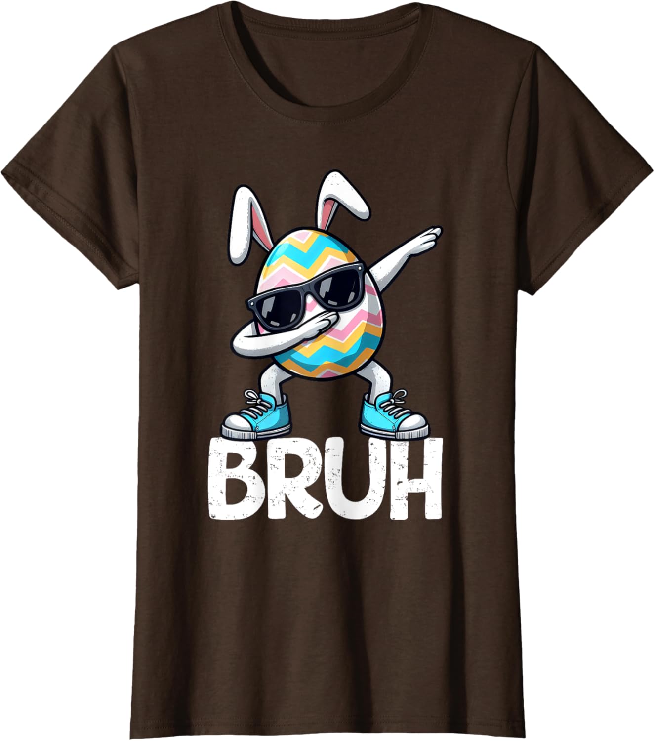 Bruh Dabbing Bunny Eggs Basket Spring Easter Day Boys Kids T-Shirt