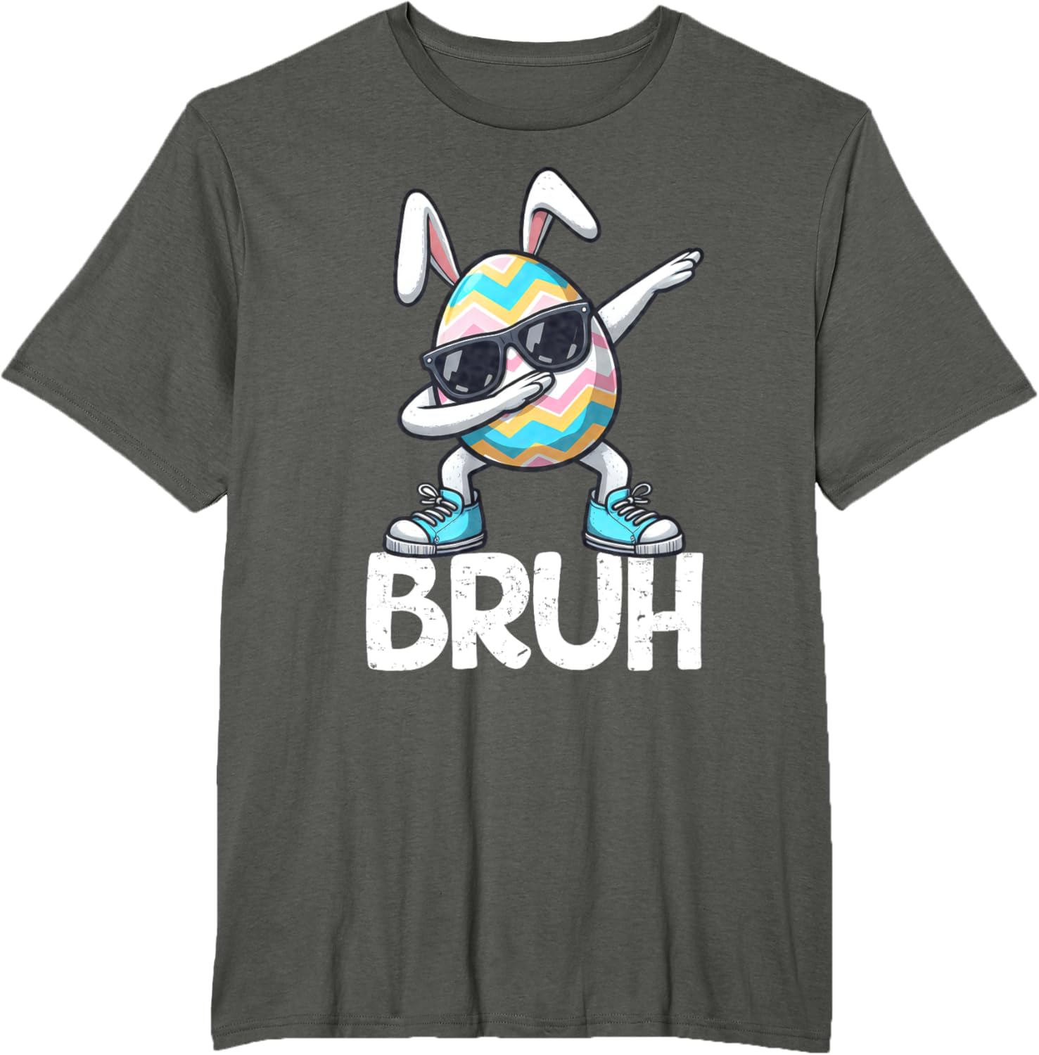 Bruh Dabbing Bunny Eggs Basket Spring Easter Day Boys Kids T-Shirt