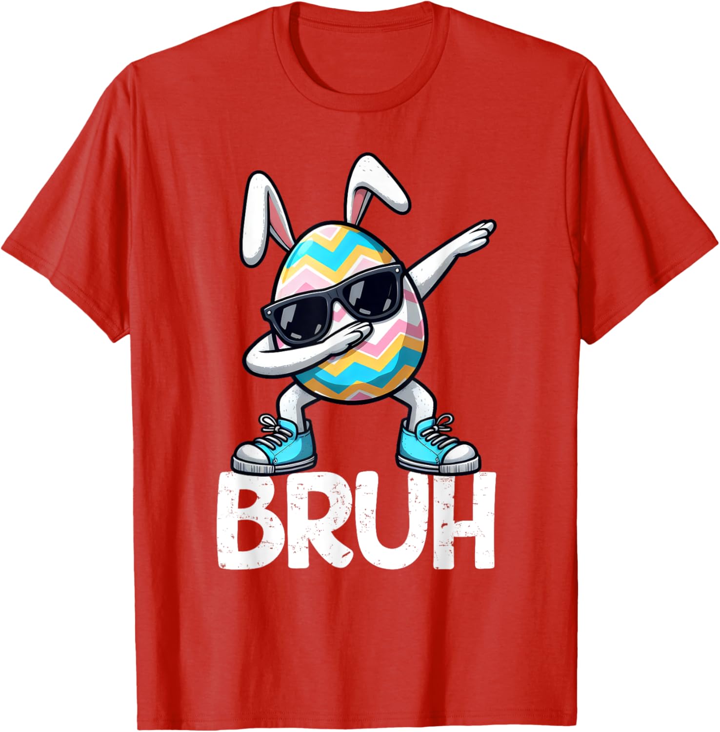 Bruh Dabbing Bunny Eggs Basket Spring Easter Day Boys Kids T-Shirt