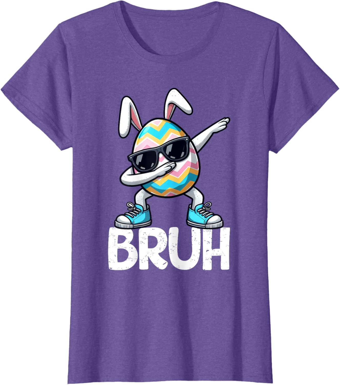 Bruh Dabbing Bunny Eggs Basket Spring Easter Day Boys Kids T-Shirt