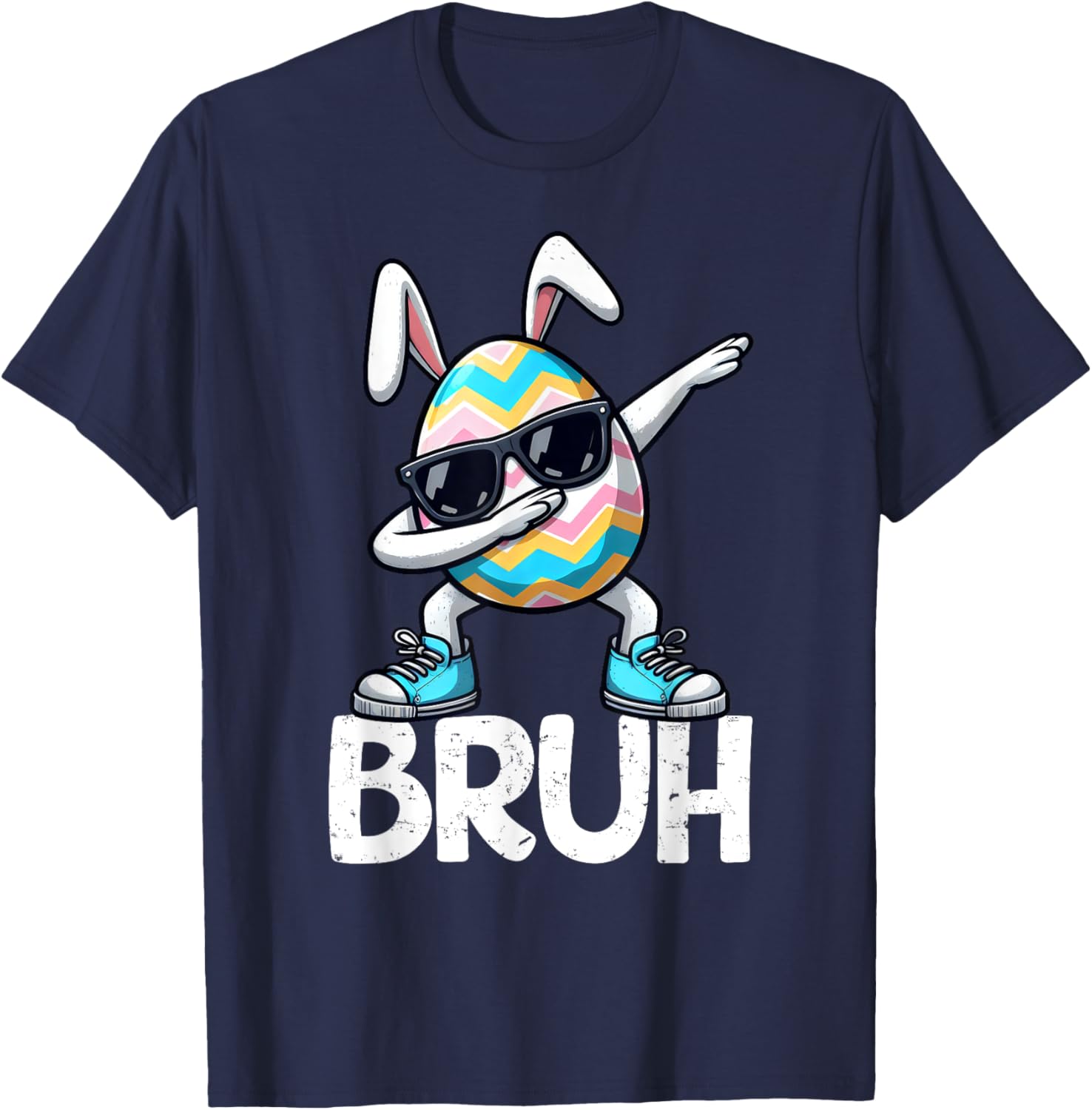 Bruh Dabbing Bunny Eggs Basket Spring Easter Day Boys Kids T-Shirt