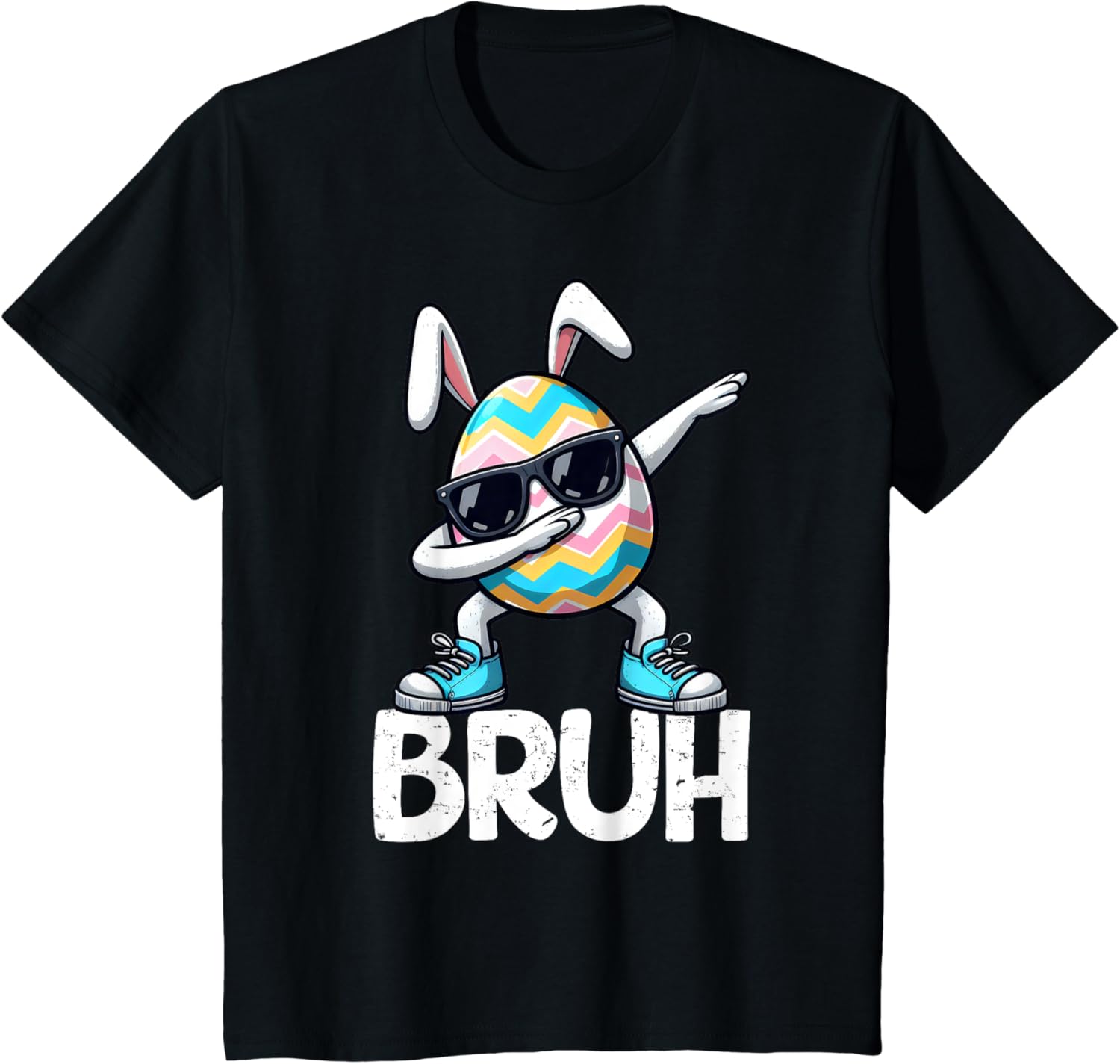 Bruh Dabbing Bunny Eggs Basket Spring Easter Day Boys Kids T-Shirt