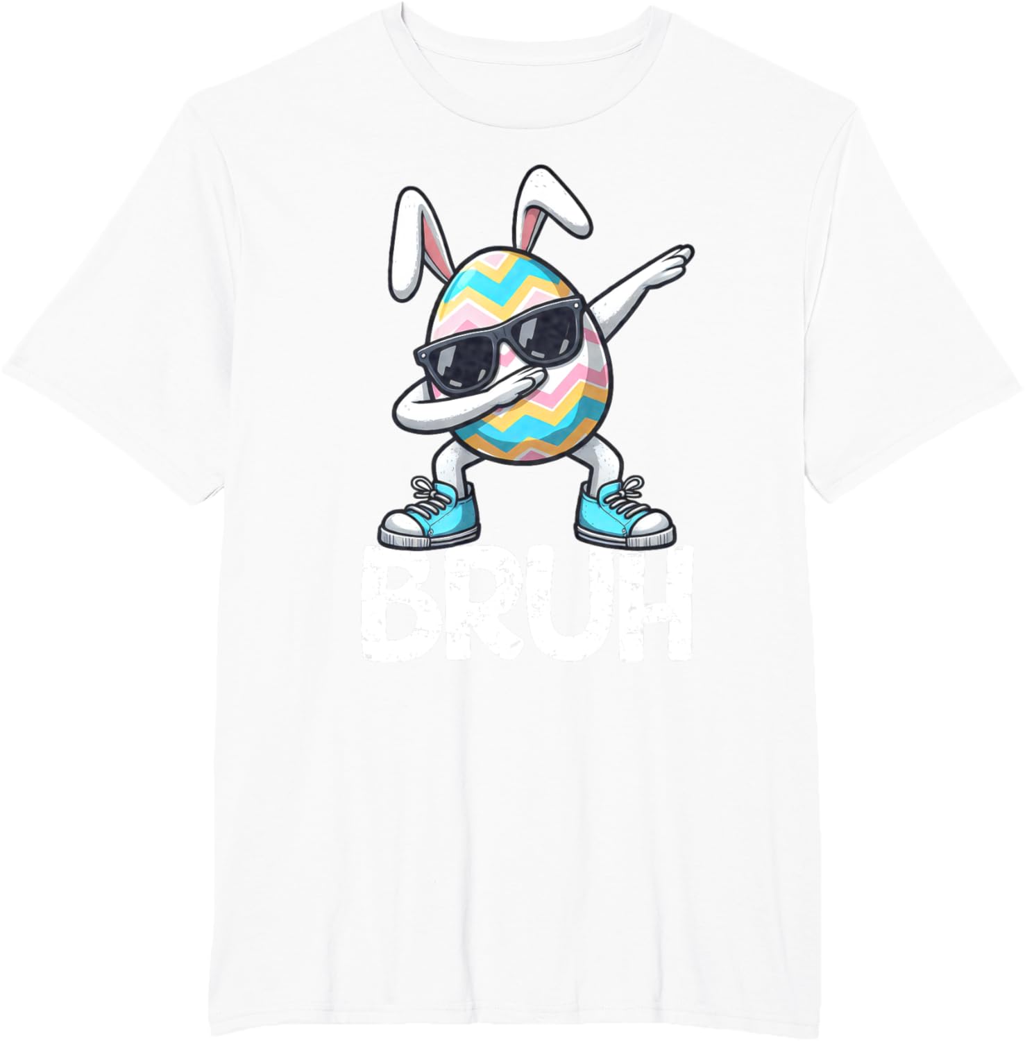 Bruh Dabbing Bunny Eggs Basket Spring Easter Day Boys Kids T-Shirt