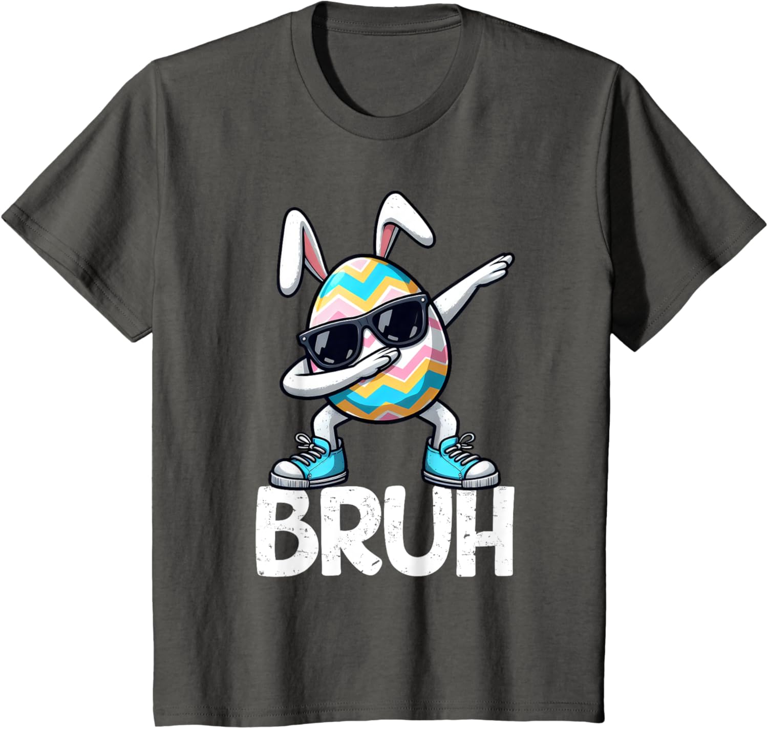 Bruh Dabbing Bunny Eggs Basket Spring Easter Day Boys Kids T-Shirt