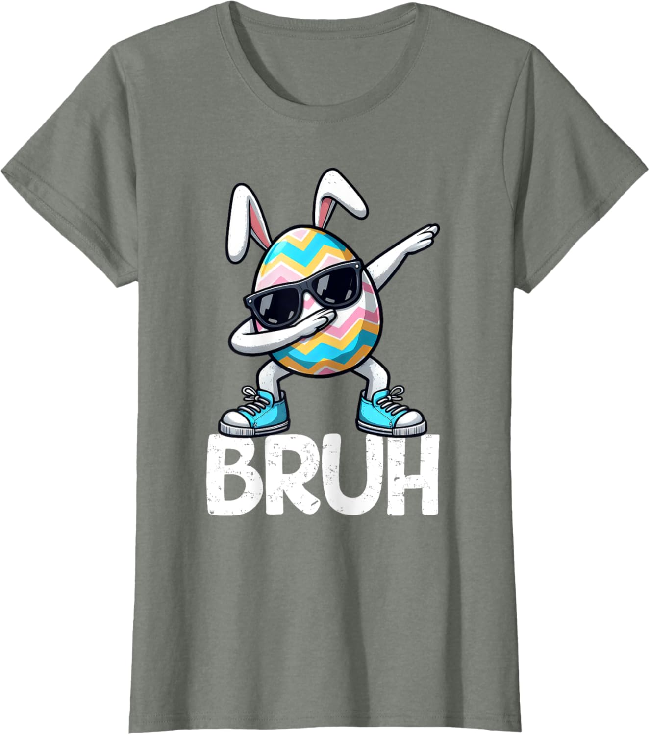 Bruh Dabbing Bunny Eggs Basket Spring Easter Day Boys Kids T-Shirt