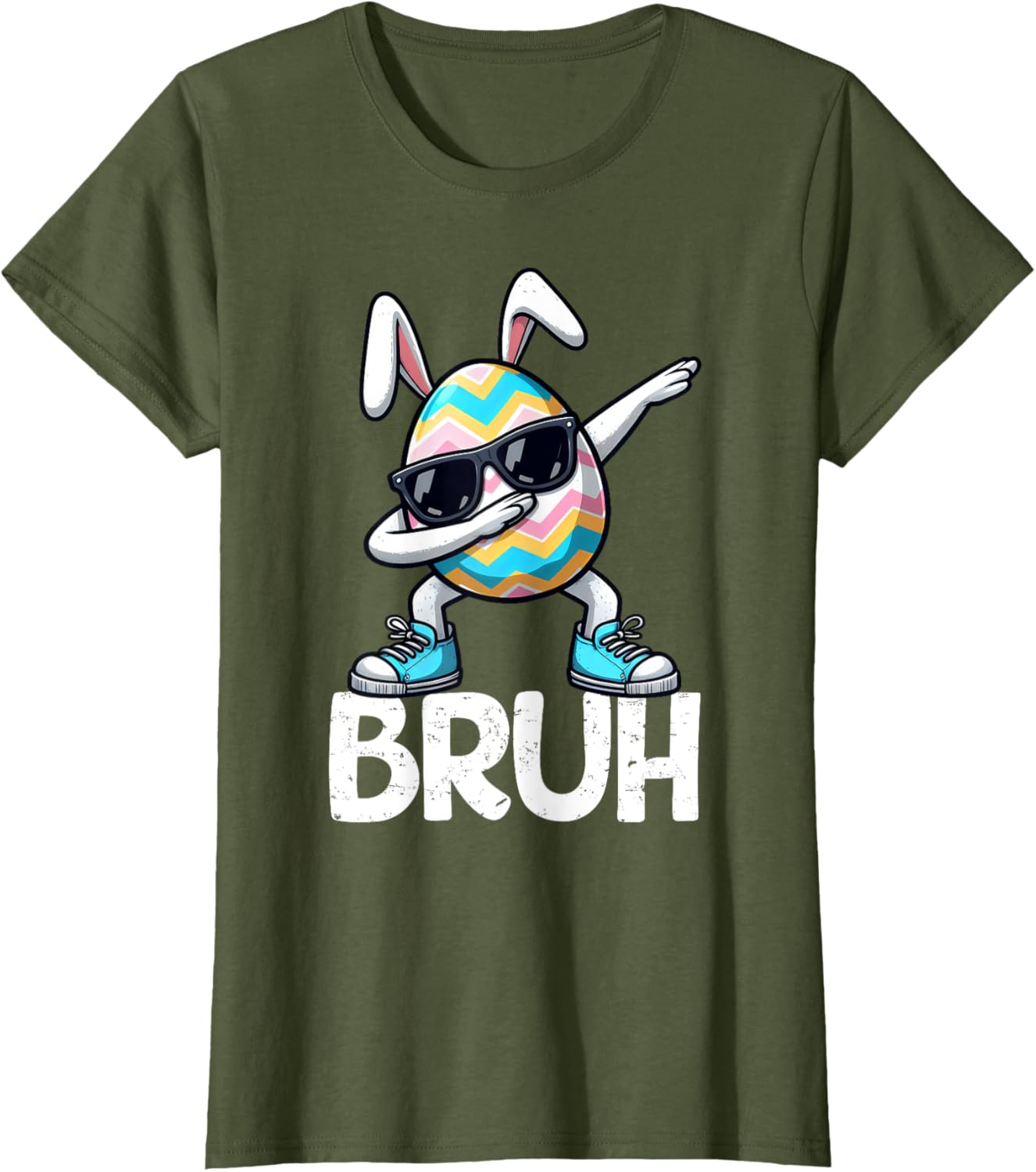 Bruh Dabbing Bunny Eggs Basket Spring Easter Day Boys Kids T-Shirt