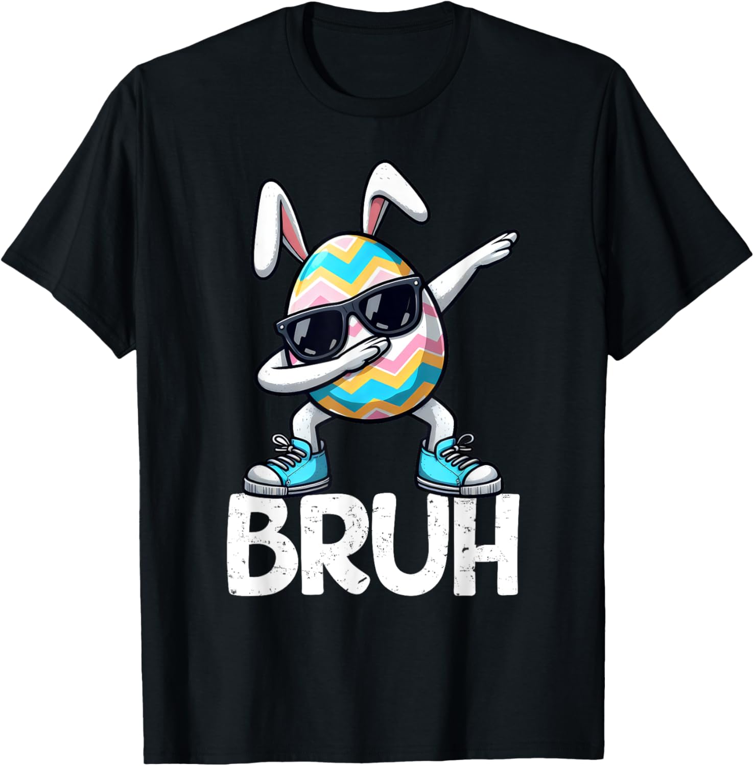 Bruh Dabbing Bunny Eggs Basket Spring Easter Day Boys Kids T-Shirt