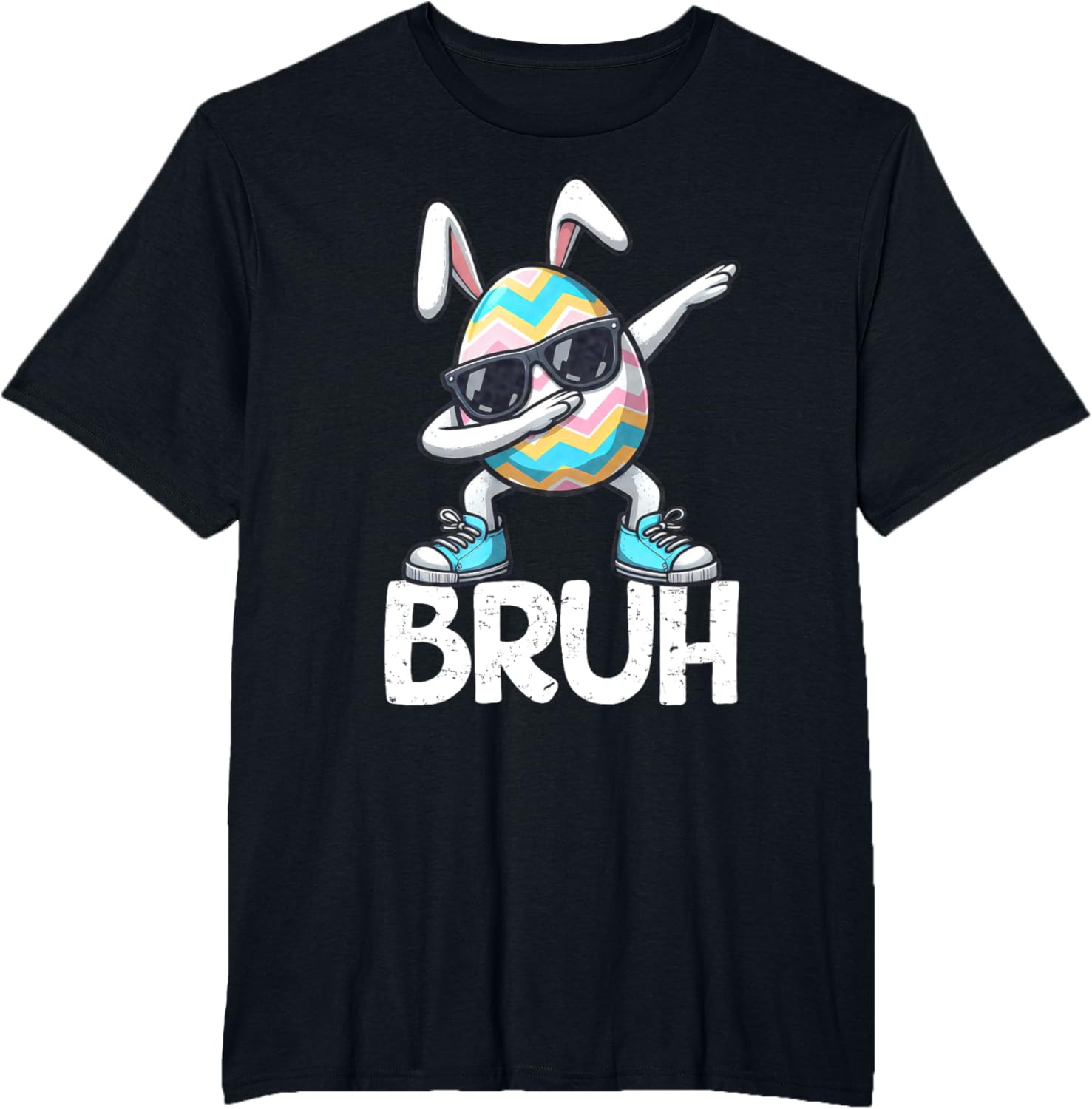 Bruh Dabbing Bunny Eggs Basket Spring Easter Day Boys Kids T-Shirt