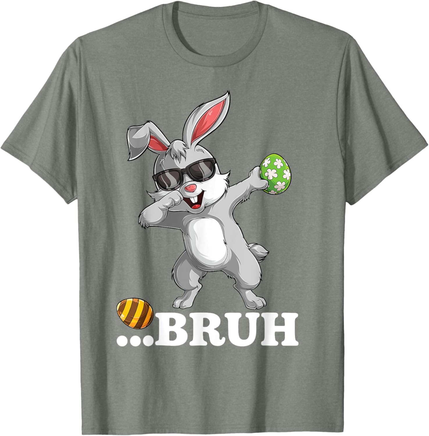 Bruh Dabbing Bunny Funny mens kids Boys Easter day T-Shirt