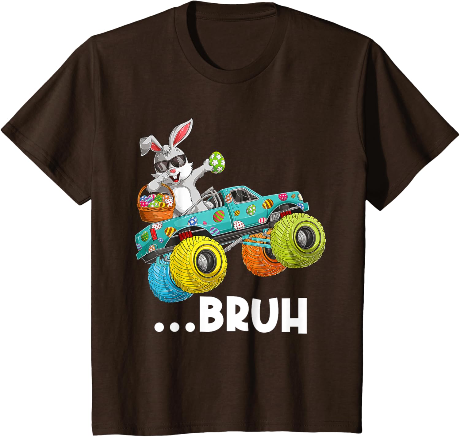 Bruh Dabbing Bunny Happy Easter Monster Truck Lovers Kids T-Shirt