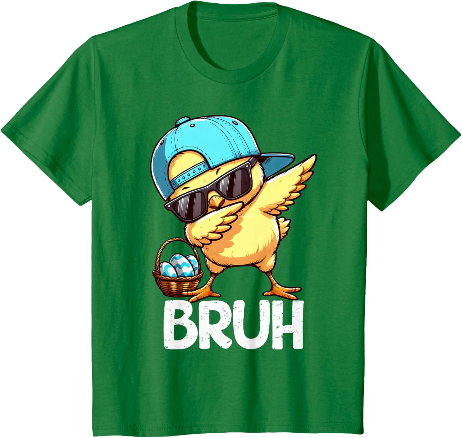 Bruh Dabbing Chick Eggs Basket Funny Easter Day Boys Kids T-Shirt