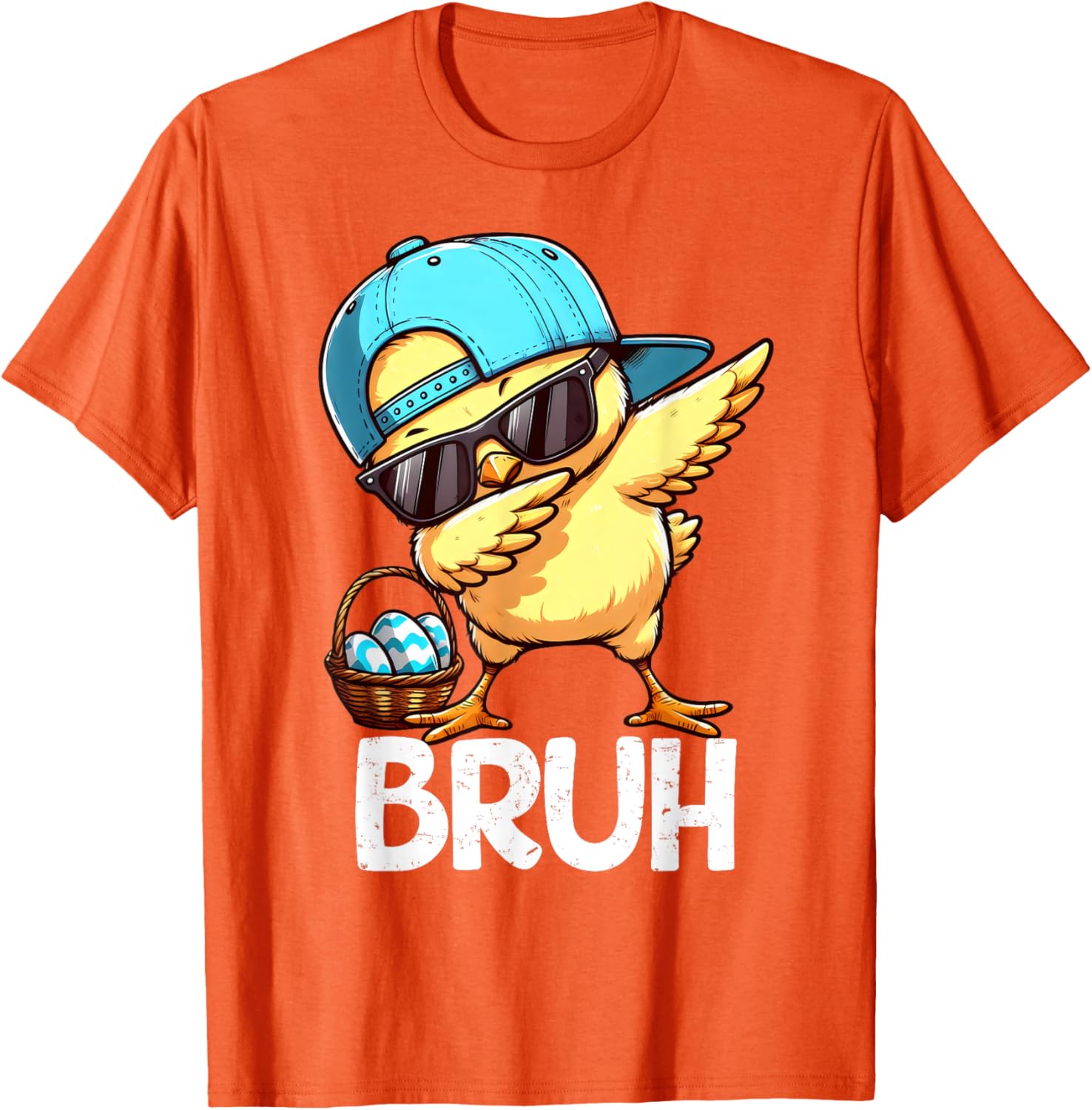 Bruh Dabbing Chick Eggs Basket Funny Easter Day Boys Kids T-Shirt