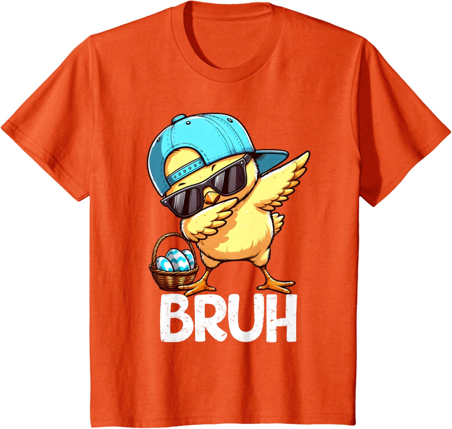 Bruh Dabbing Chick Eggs Basket Funny Easter Day Boys Kids T-Shirt